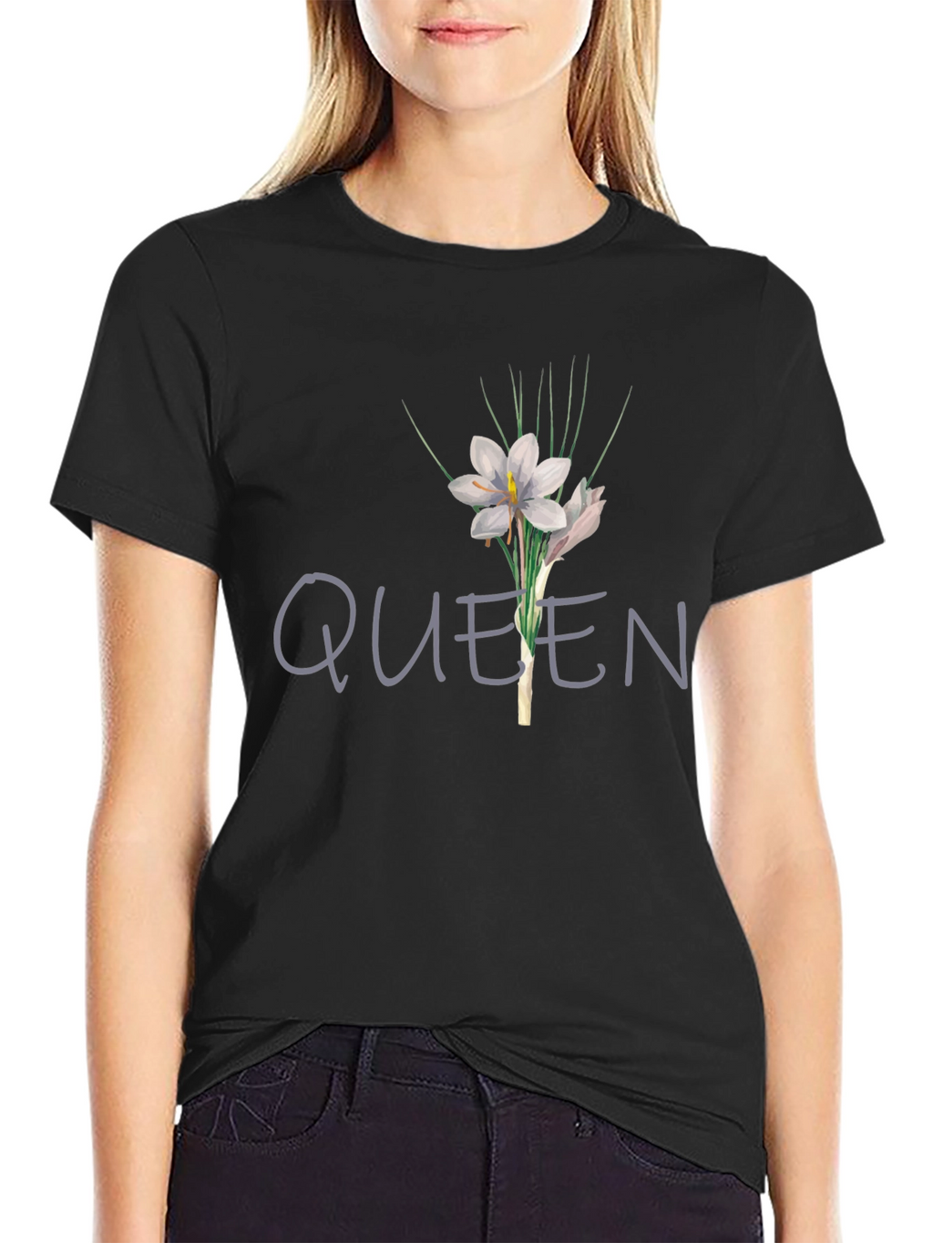 Queen Floral Graphic T-Shirt - Black