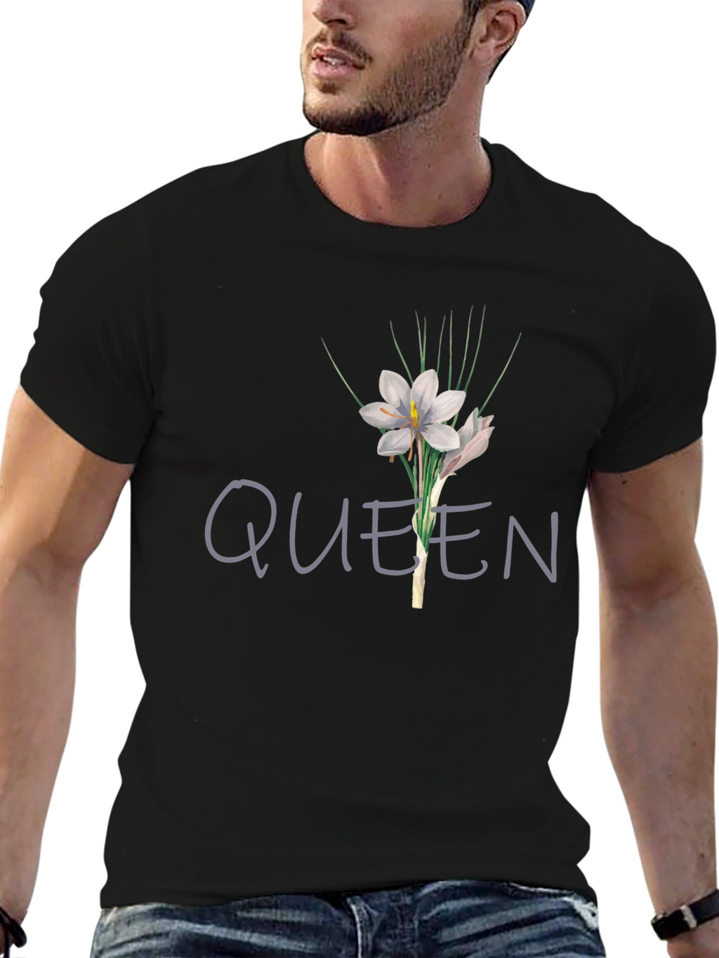 Queen Floral Graphic T-Shirt - Black