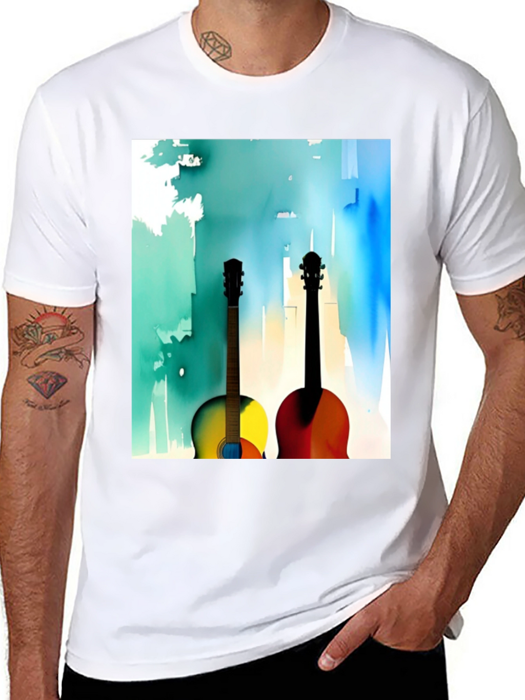 Guitar Art Graphic Tee - Music Lover Shirt
