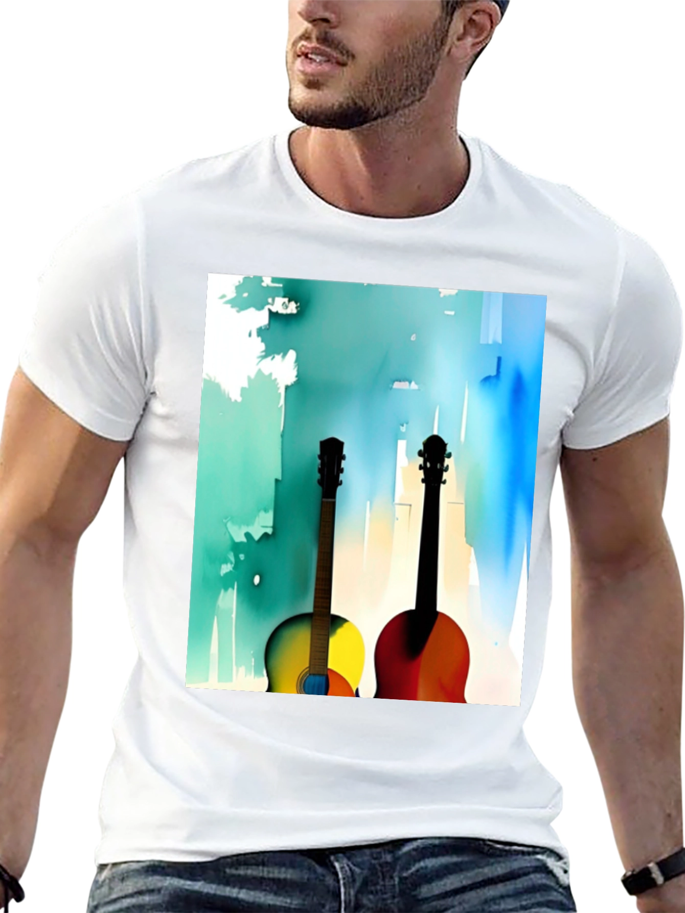 Guitar Art Graphic Tee - Music Lover Shirt