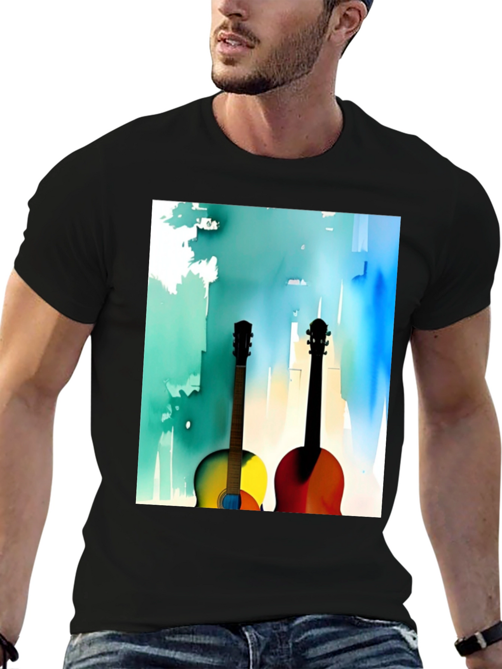 Guitar Art Graphic Tee - Music Lover Shirt
