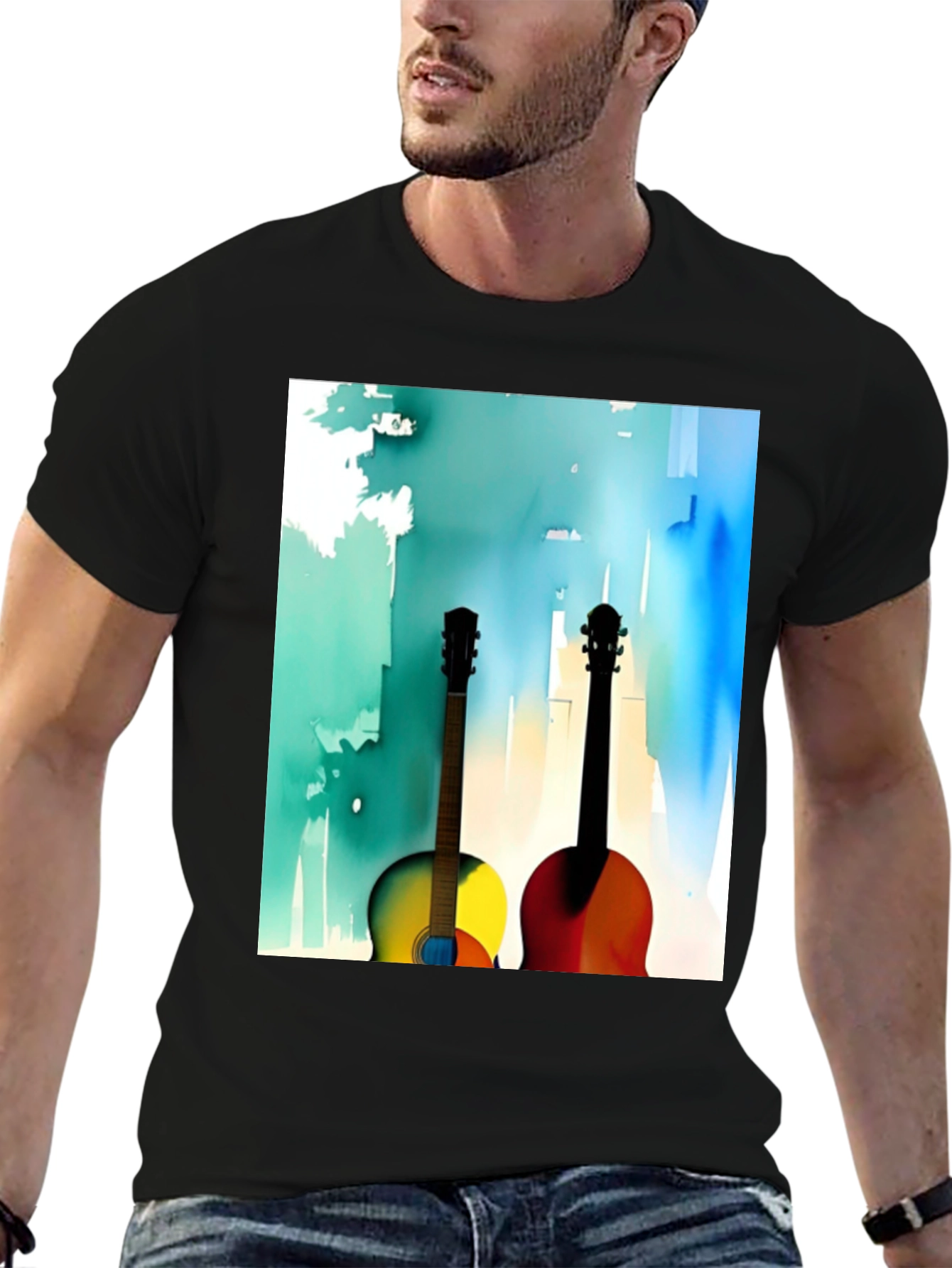 Guitar Art Graphic Tee - Music Lover Shirt