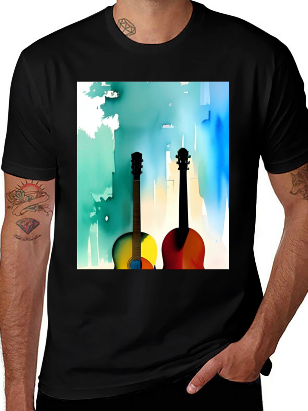Guitar Art Graphic Tee - Music Lover Shirt