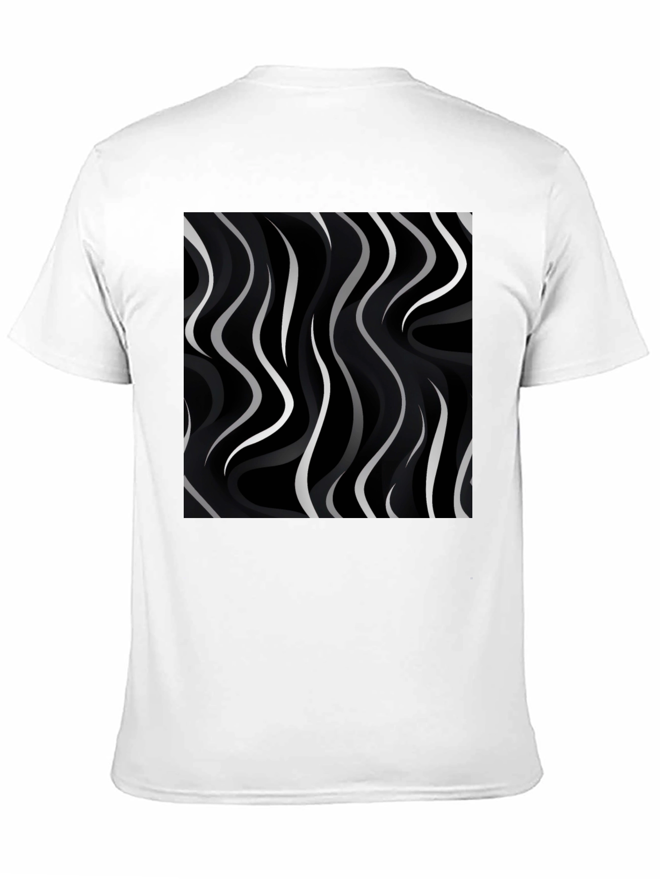 Abstract Wave Pattern Black Tee - Modern Graphic Shirt