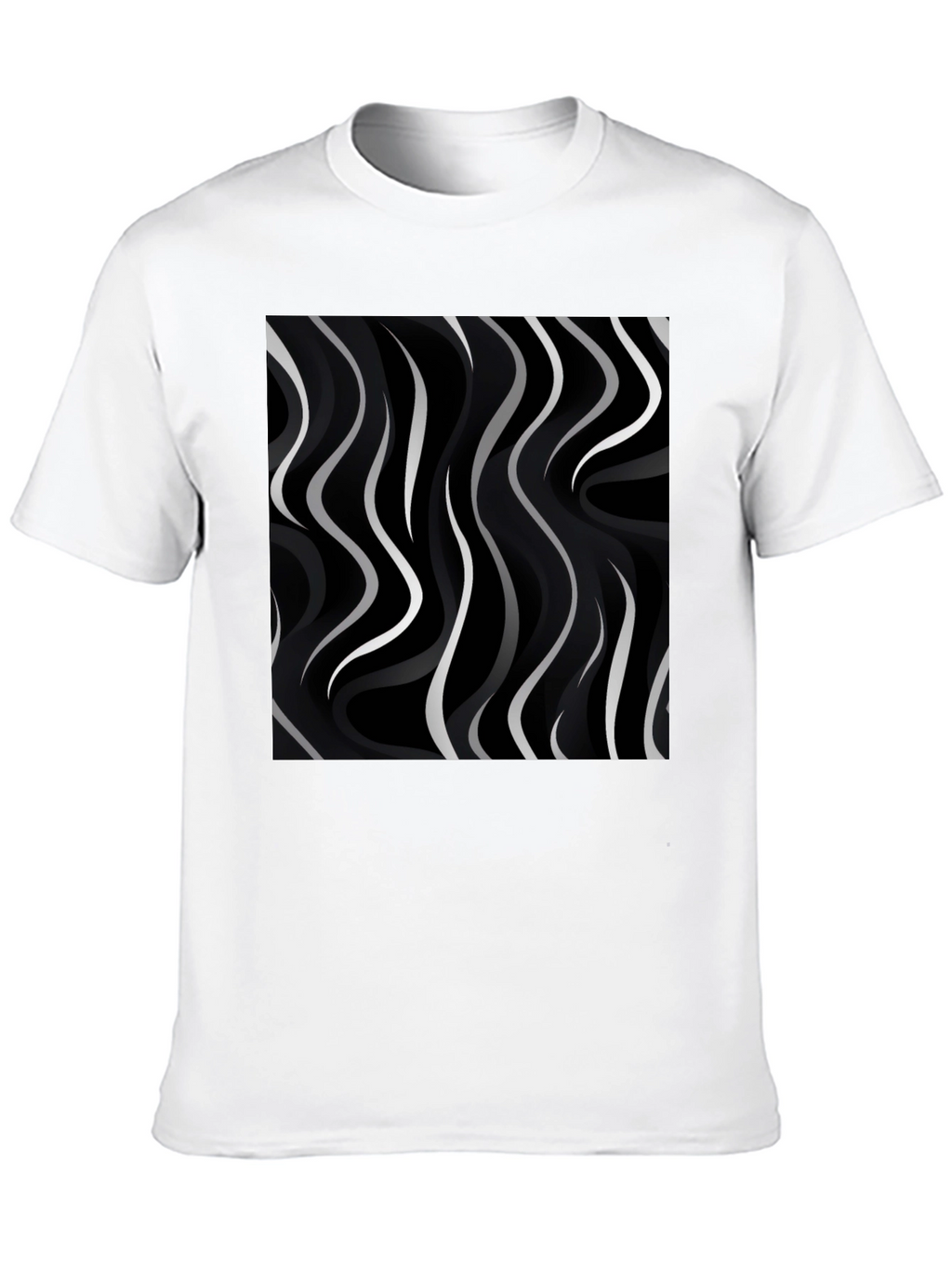 Abstract Wave Pattern Black Tee - Modern Graphic Shirt