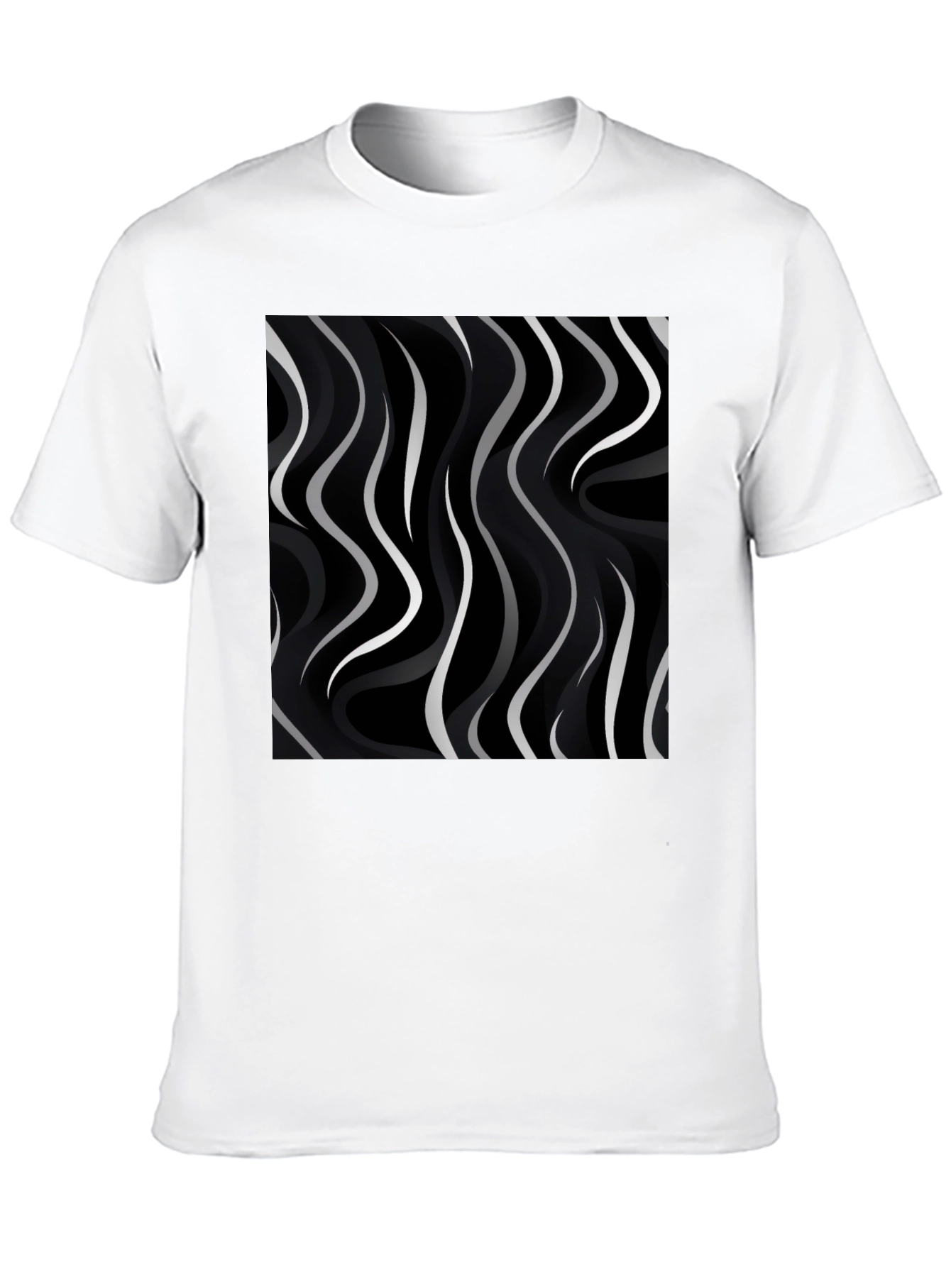 Abstract Wave Pattern Black Tee - Modern Graphic Shirt
