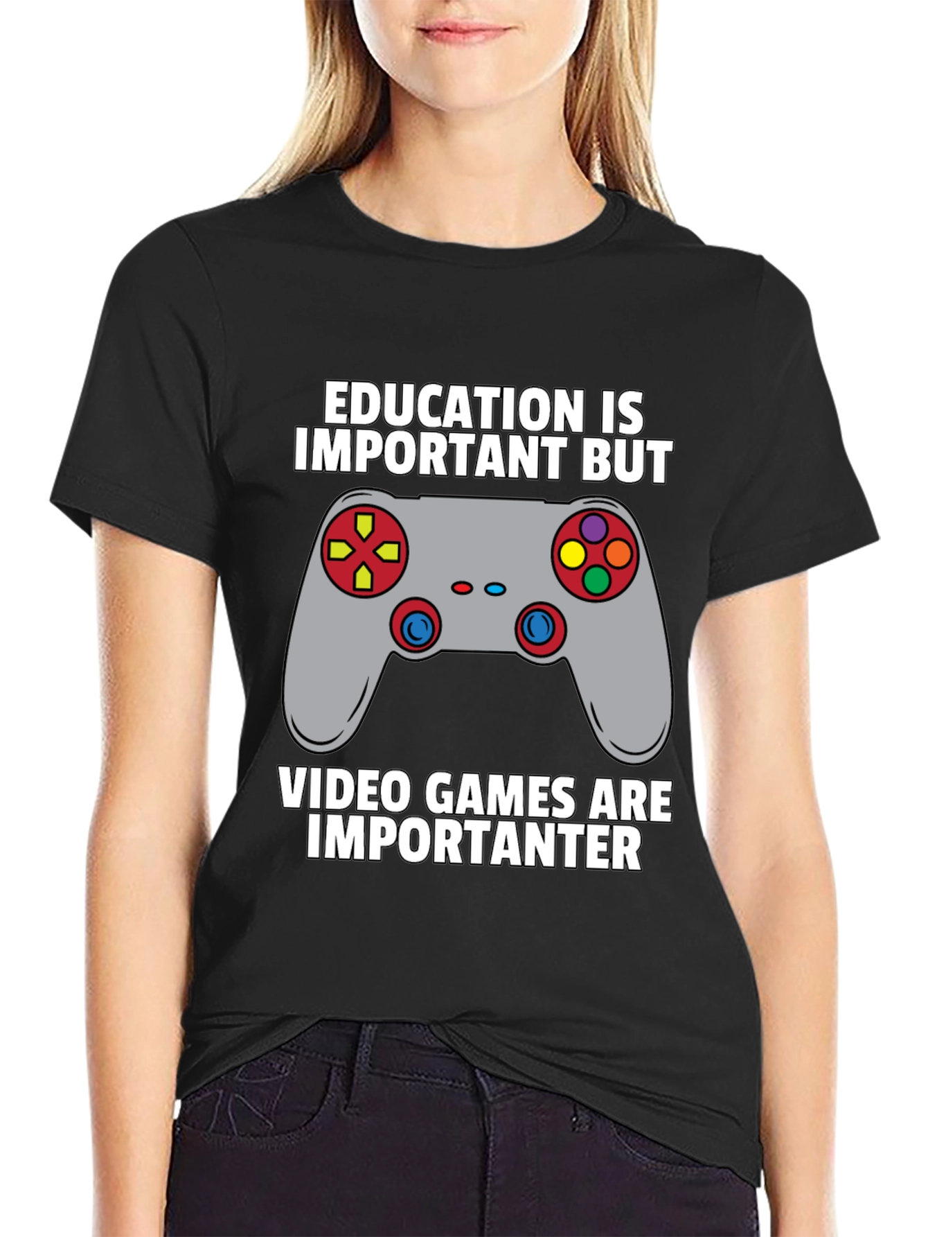 Funny Gamer T-Shirt - Education vs. Video Games Tee