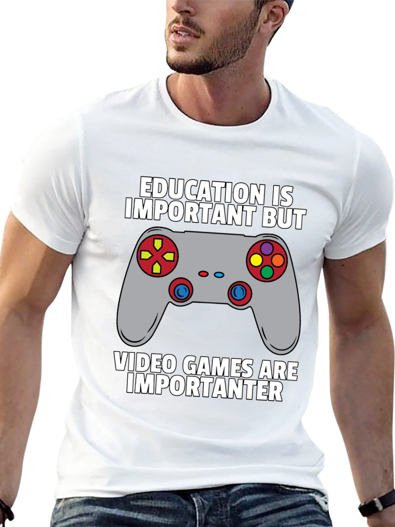 Funny Gamer T-Shirt - Education vs. Video Games Tee