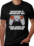 Funny Gamer T-Shirt - Education vs. Video Games Tee