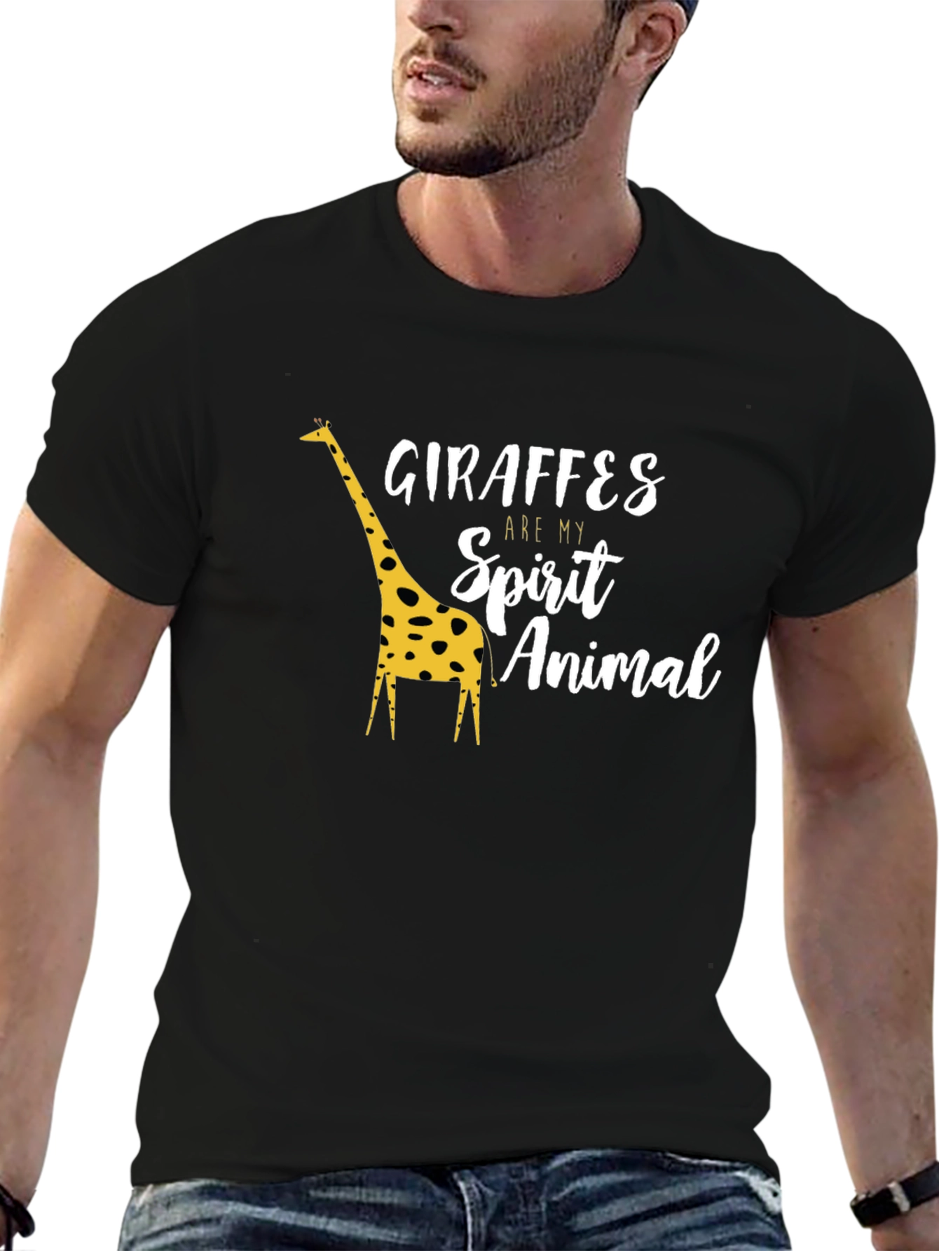 Giraffe Spirit Animal Graphic Tee - Black
