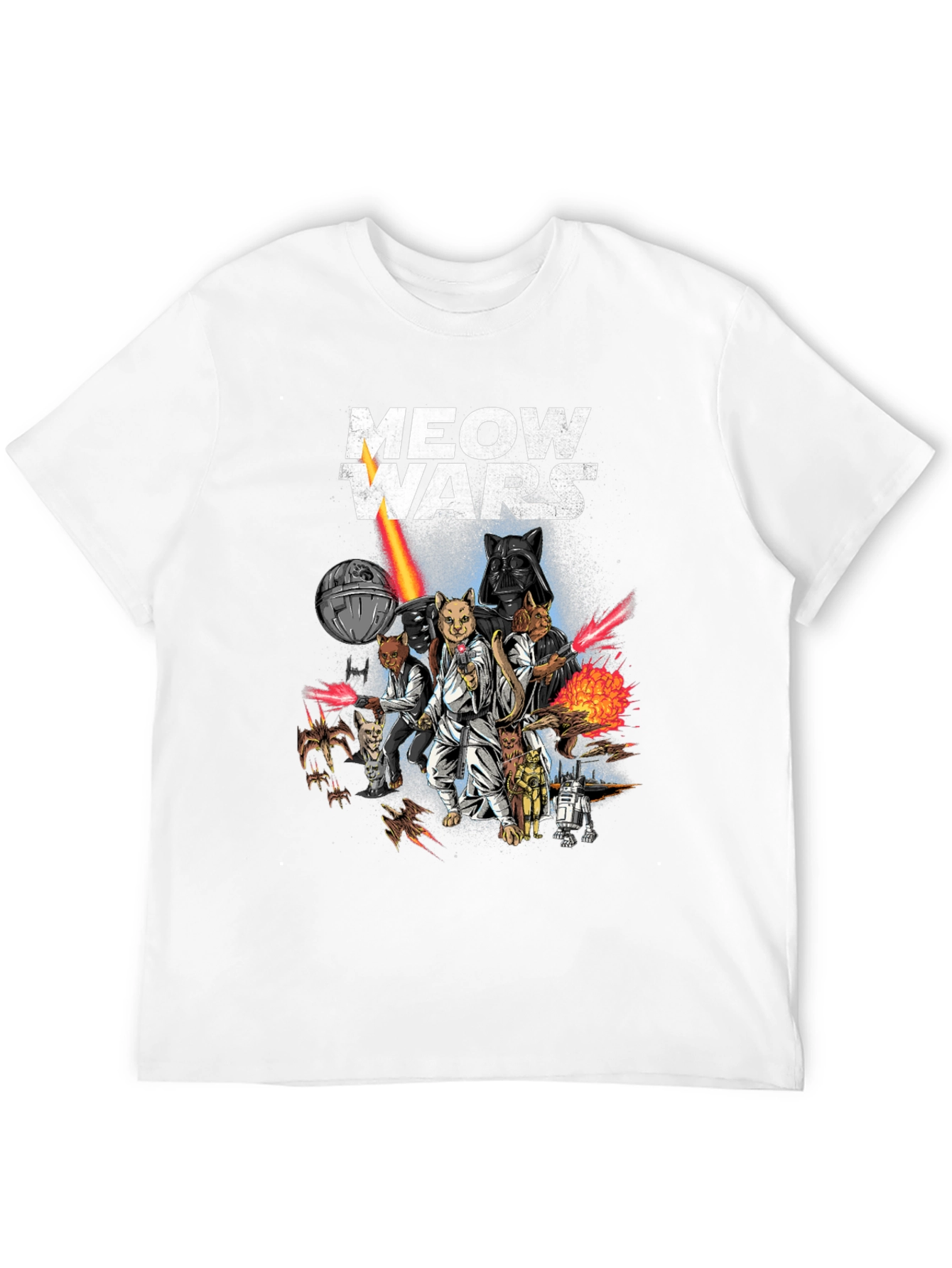 Meow Wars Funny Star Wars Cat Graphic T-Shirt