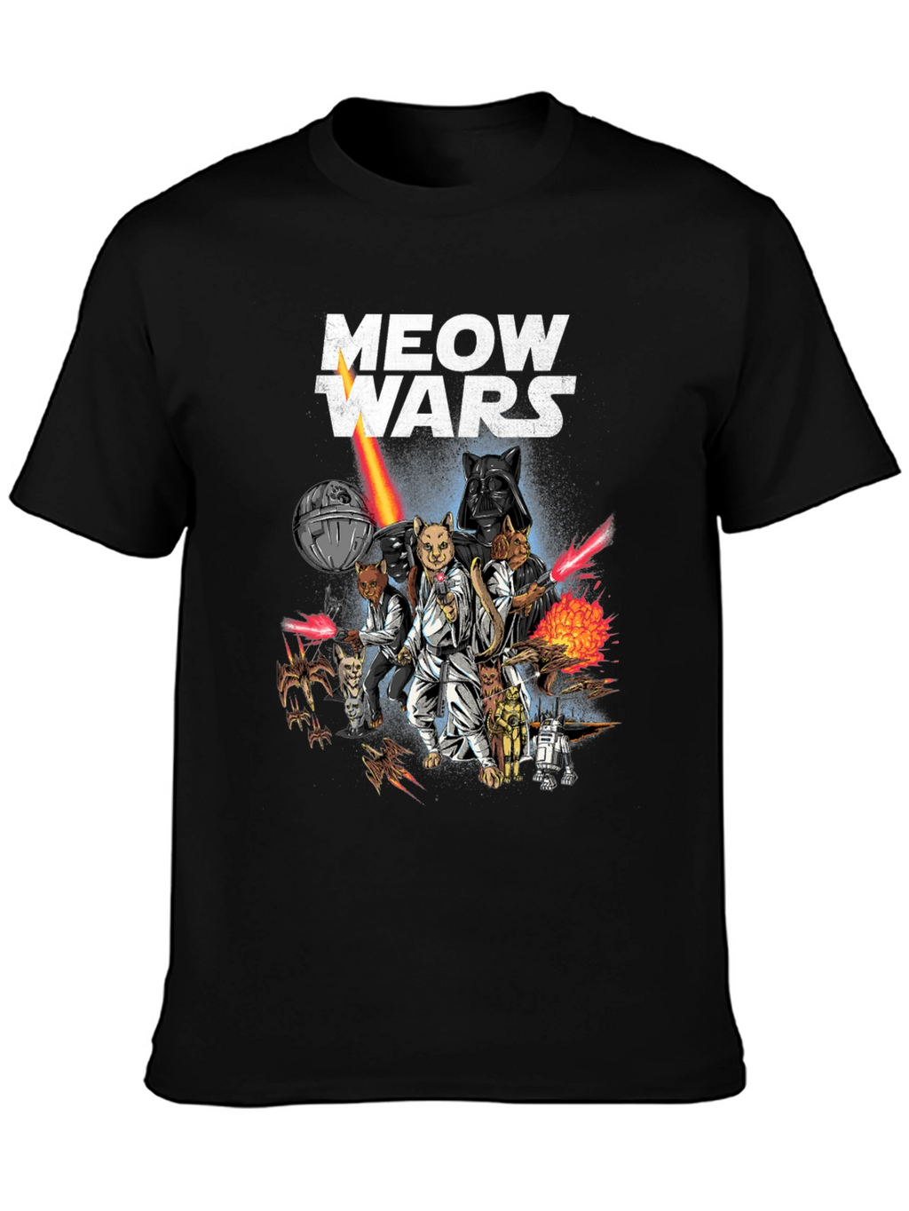 Meow Wars Funny Star Wars Cat Graphic T-Shirt
