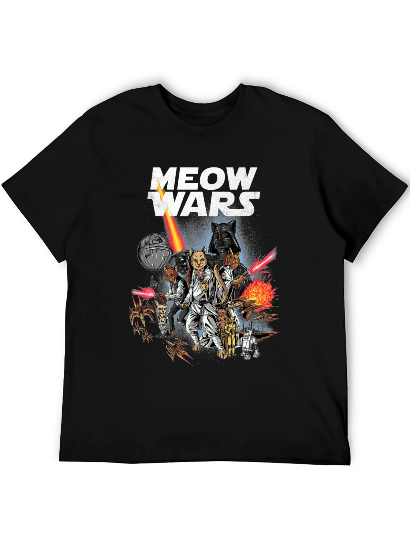 Meow Wars Funny Star Wars Cat Graphic T-Shirt
