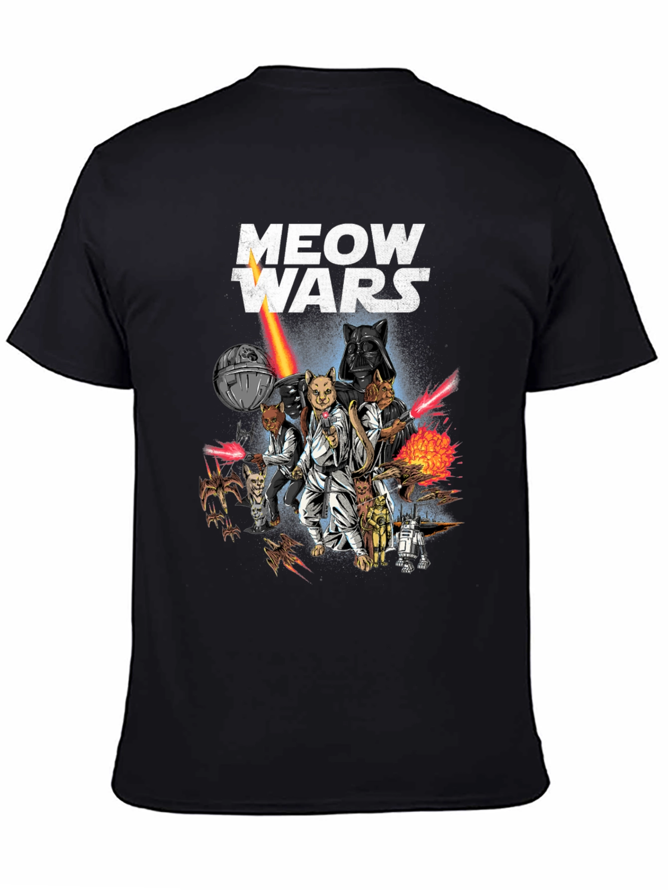 Meow Wars Funny Star Wars Cat Graphic T-Shirt