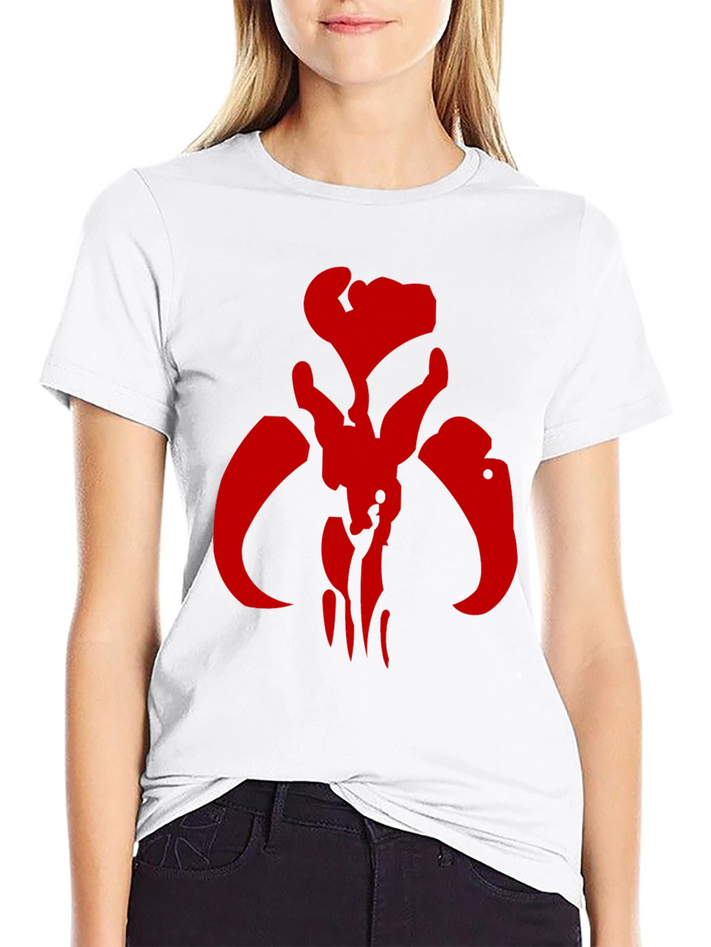 Red Mandalorian Symbol Black T-Shirt