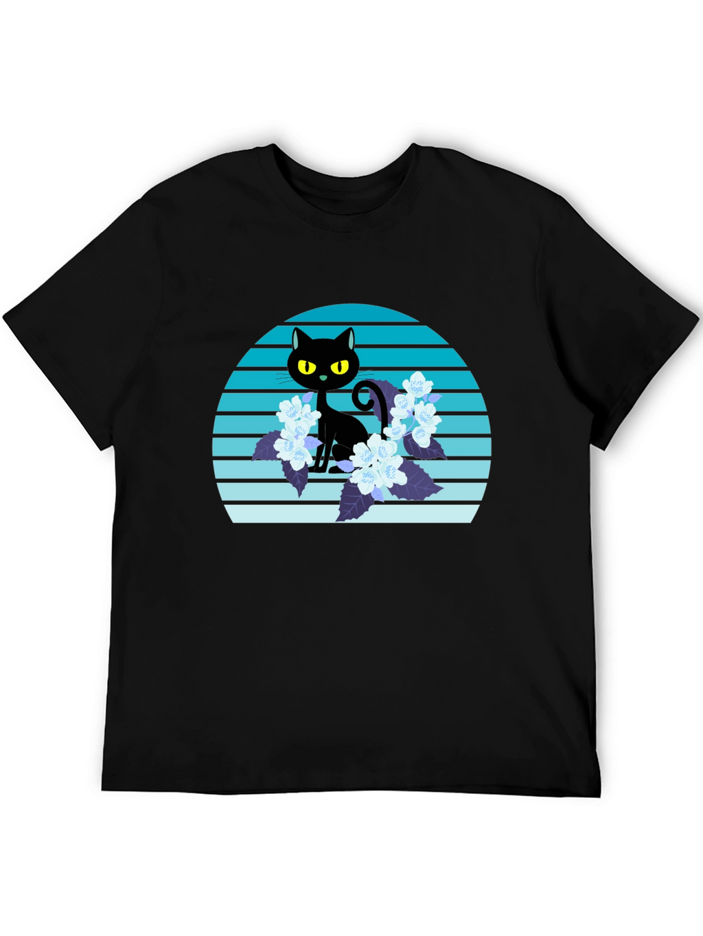 Black Cat Floral T-Shirt