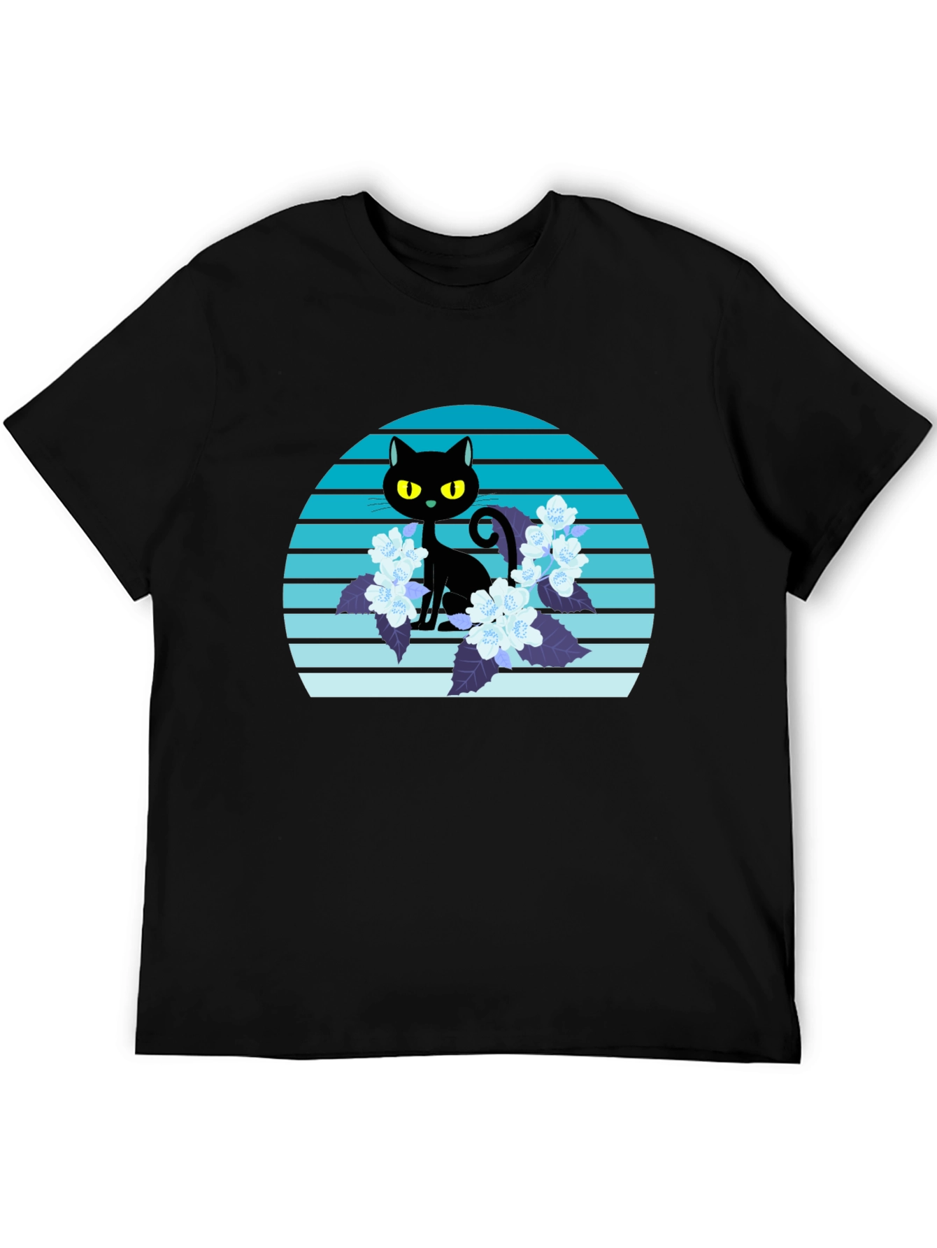 Black Cat Floral T-Shirt