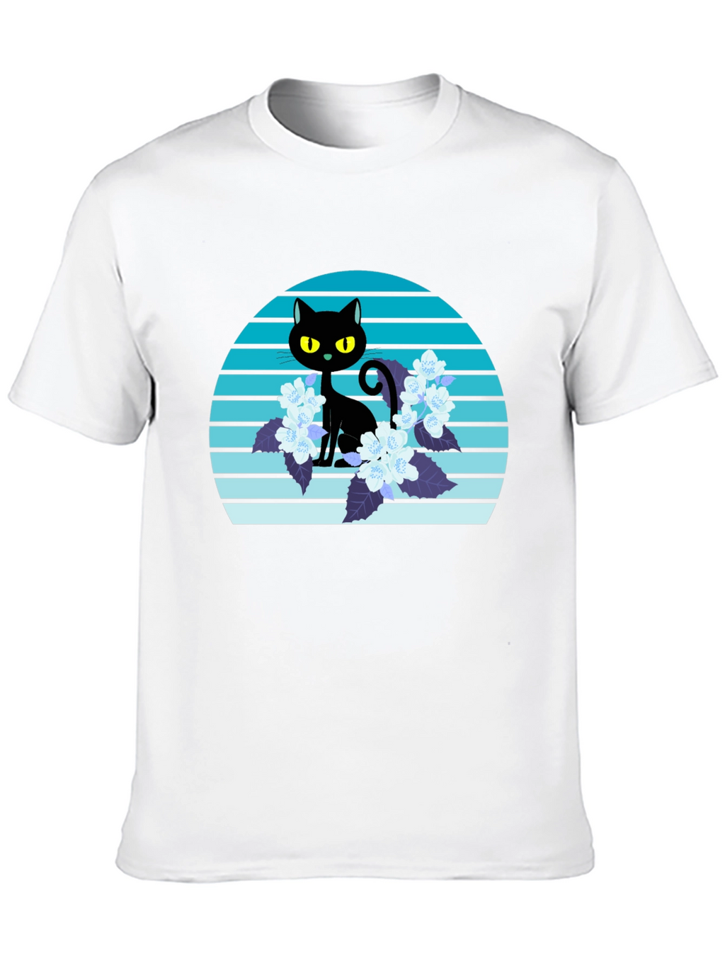Black Cat Floral T-Shirt