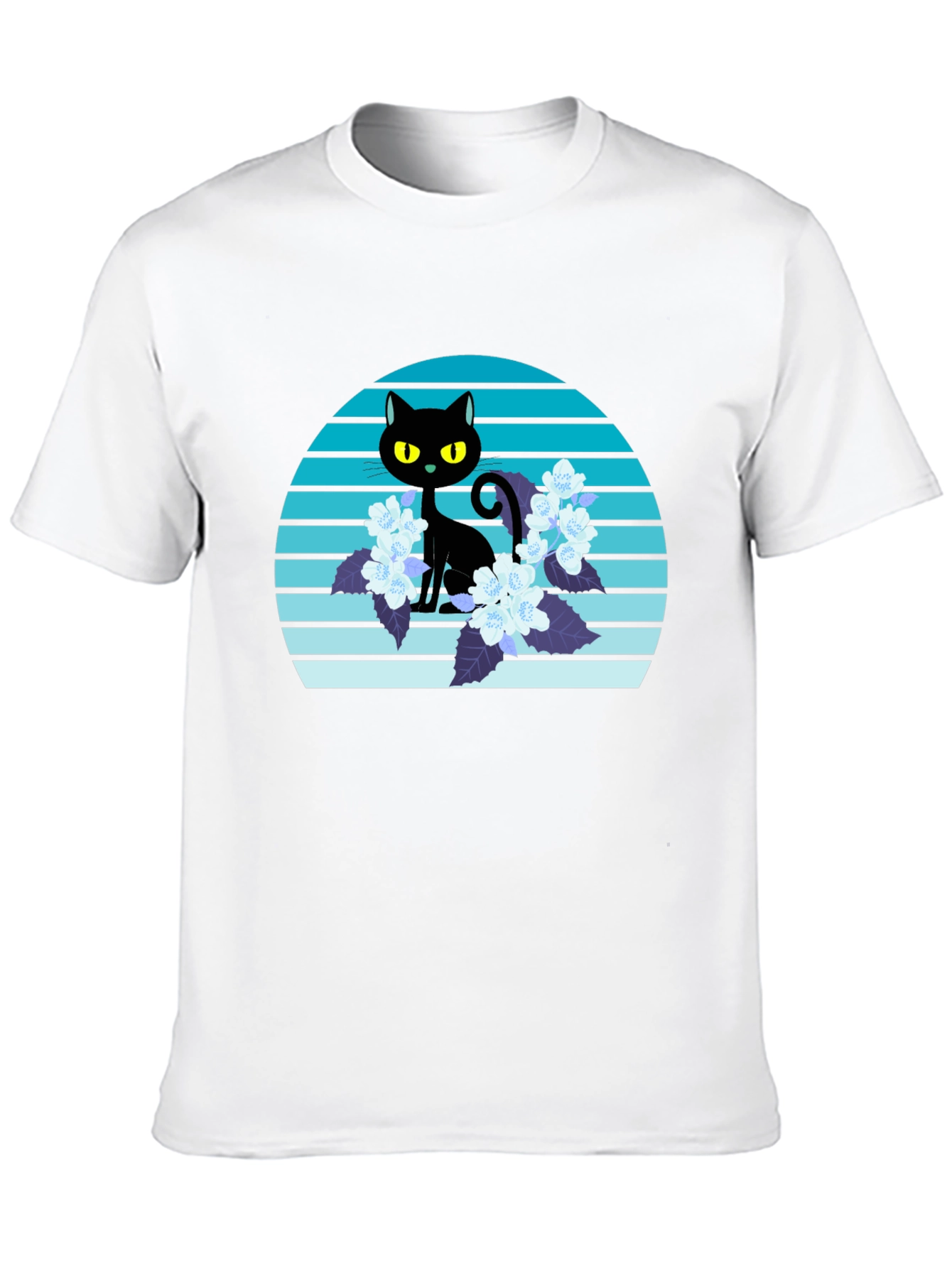 Black Cat Floral T-Shirt