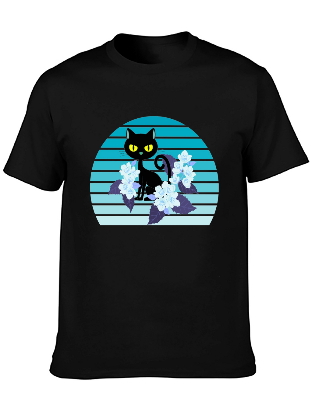 Black Cat Floral T-Shirt