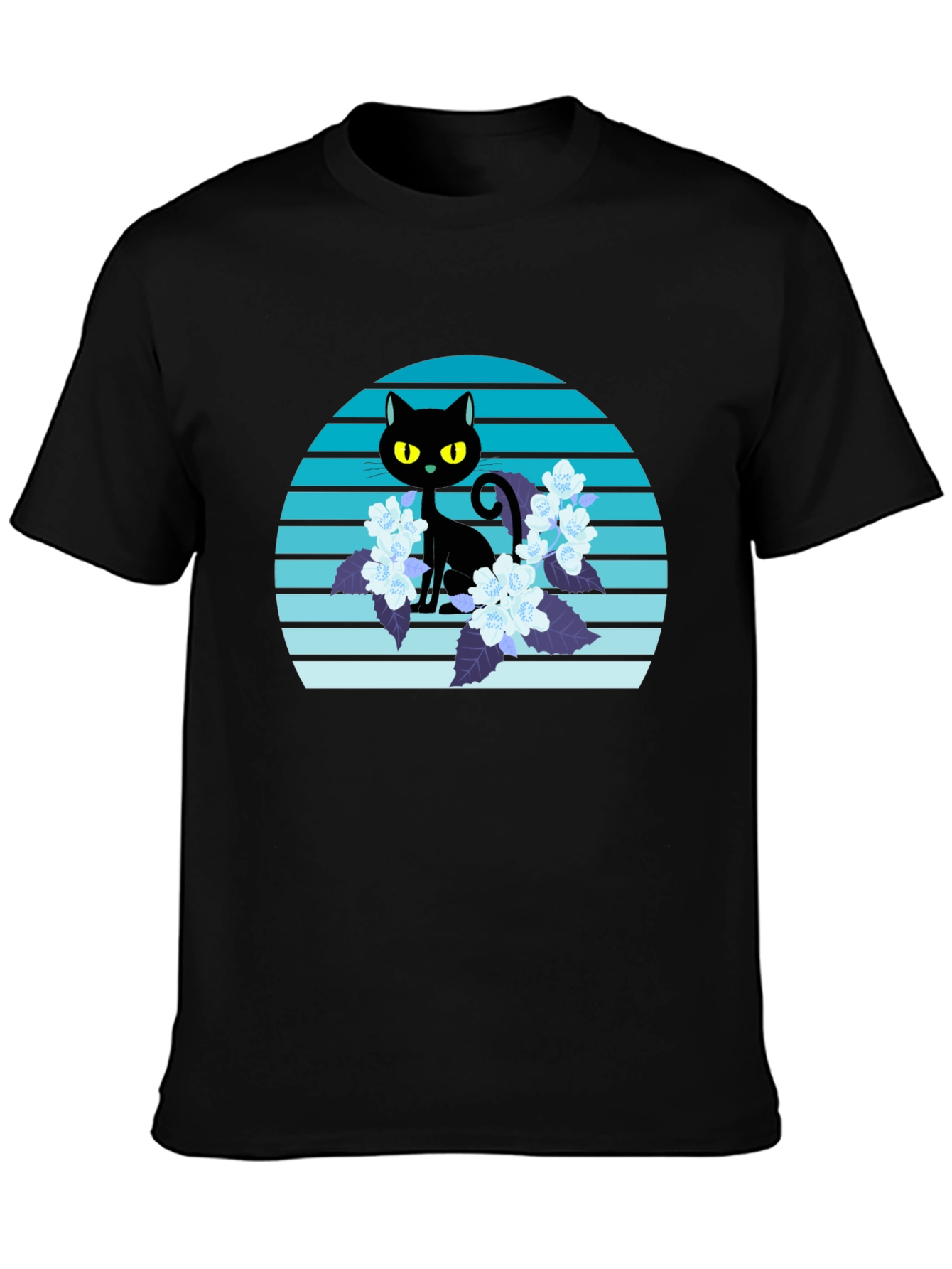 Black Cat Floral T-Shirt