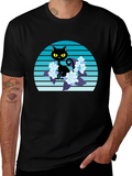 Black Cat Floral T-Shirt