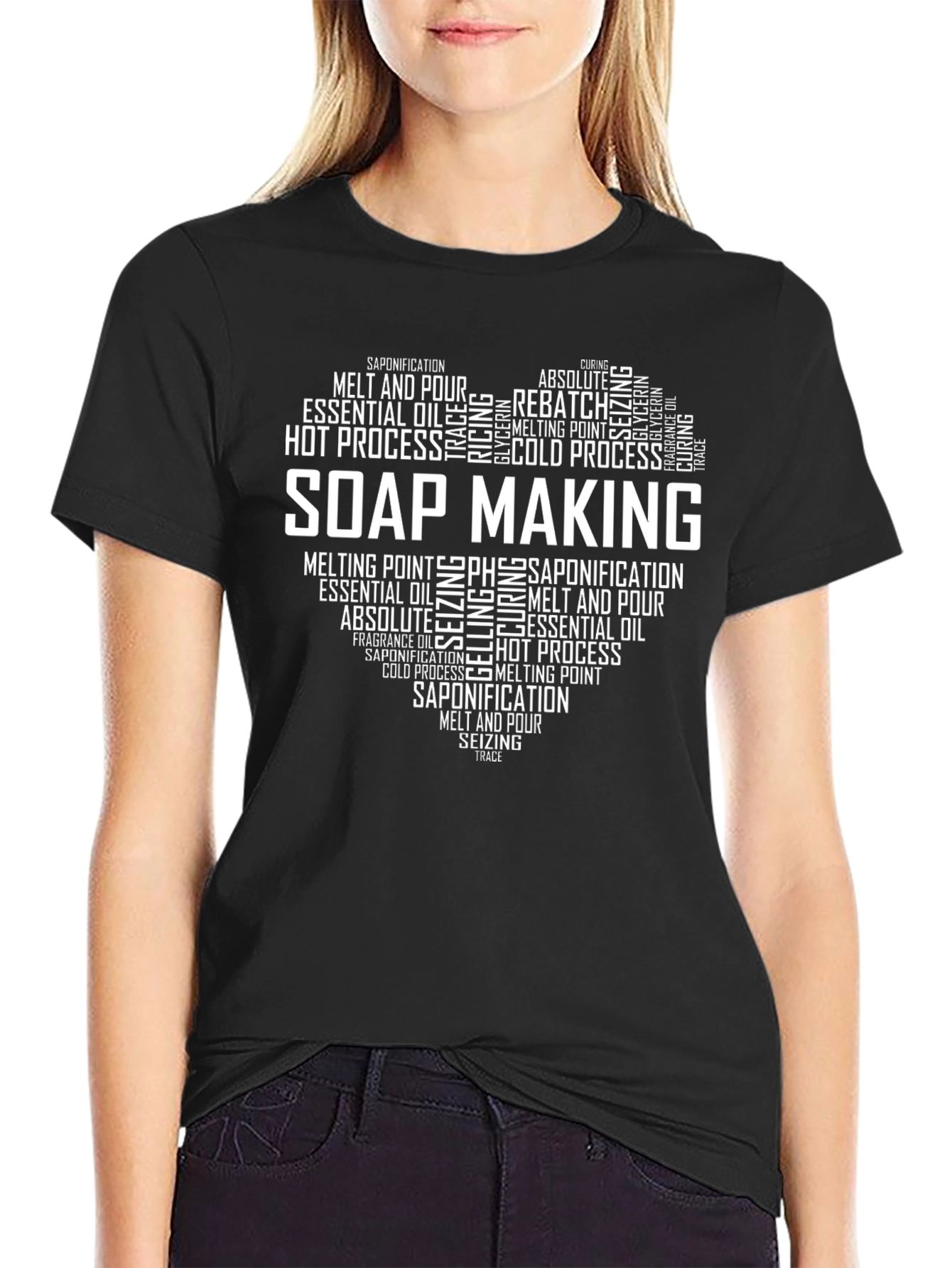 Soap Making Heart Graphic T-Shirt - Black Cotton Tee