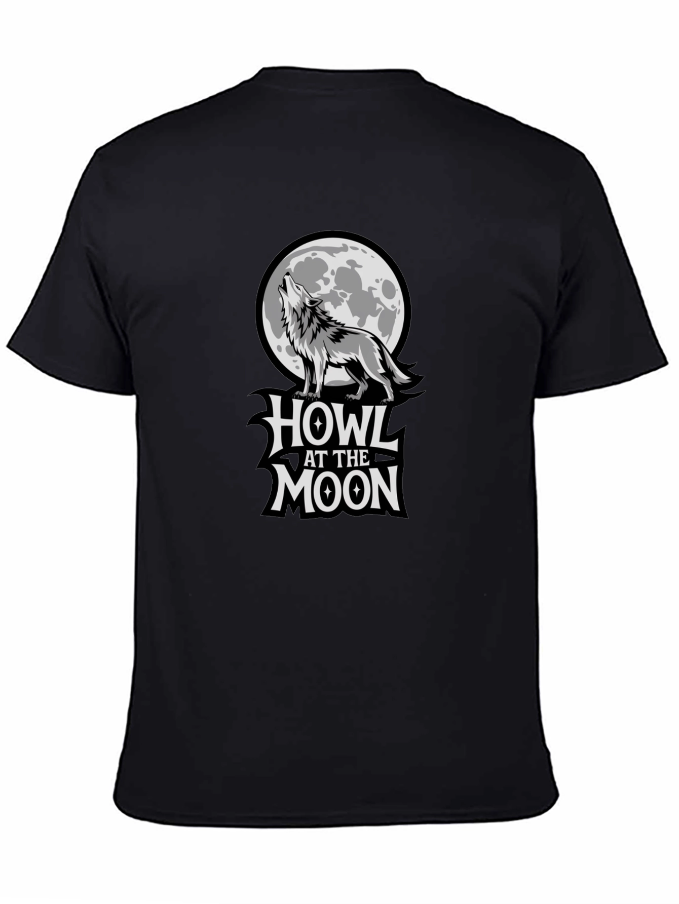 Howl at the Moon Graphic Tee - Black Cotton T-Shirt