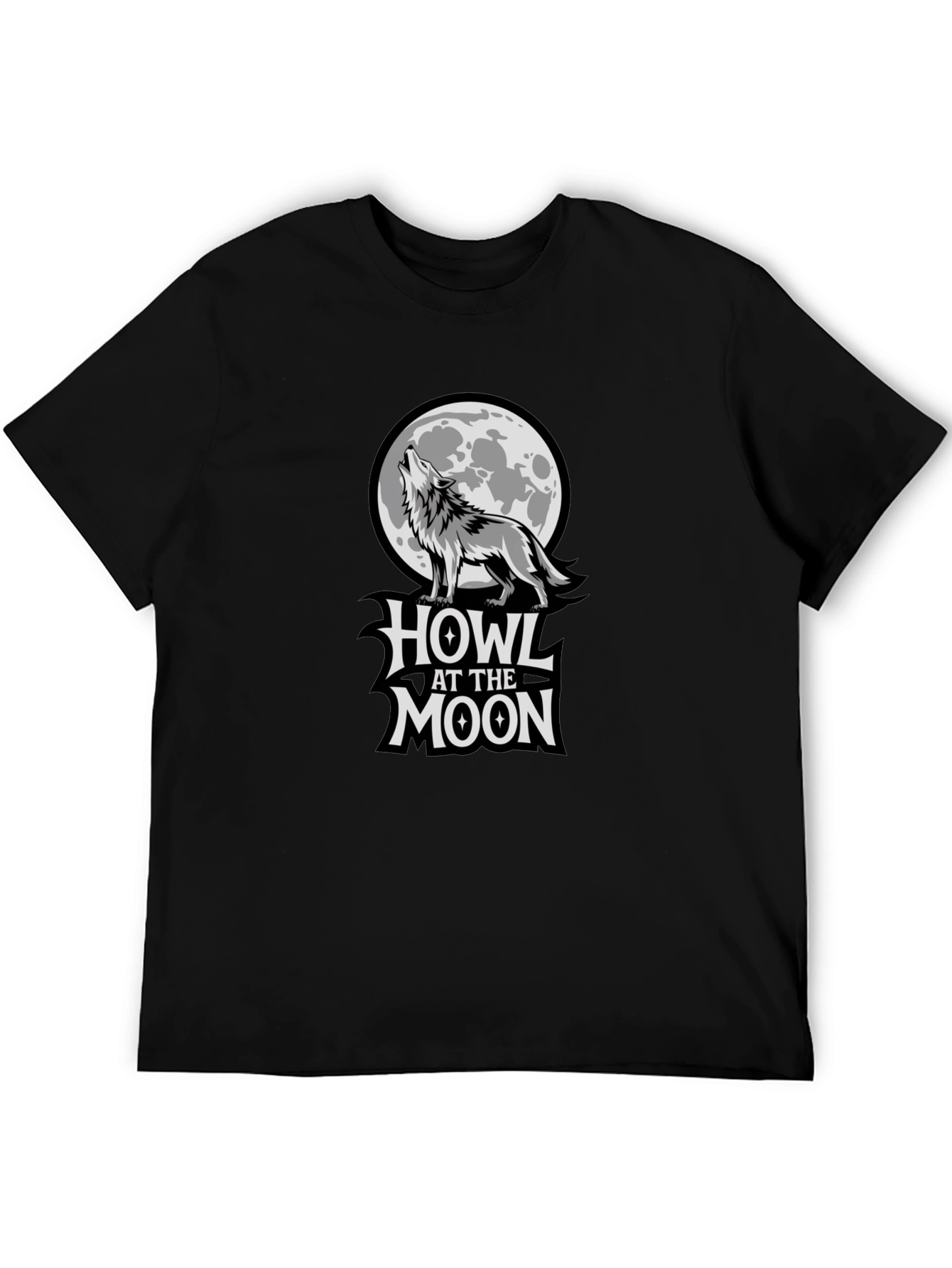 Howl at the Moon Graphic Tee - Black Cotton T-Shirt