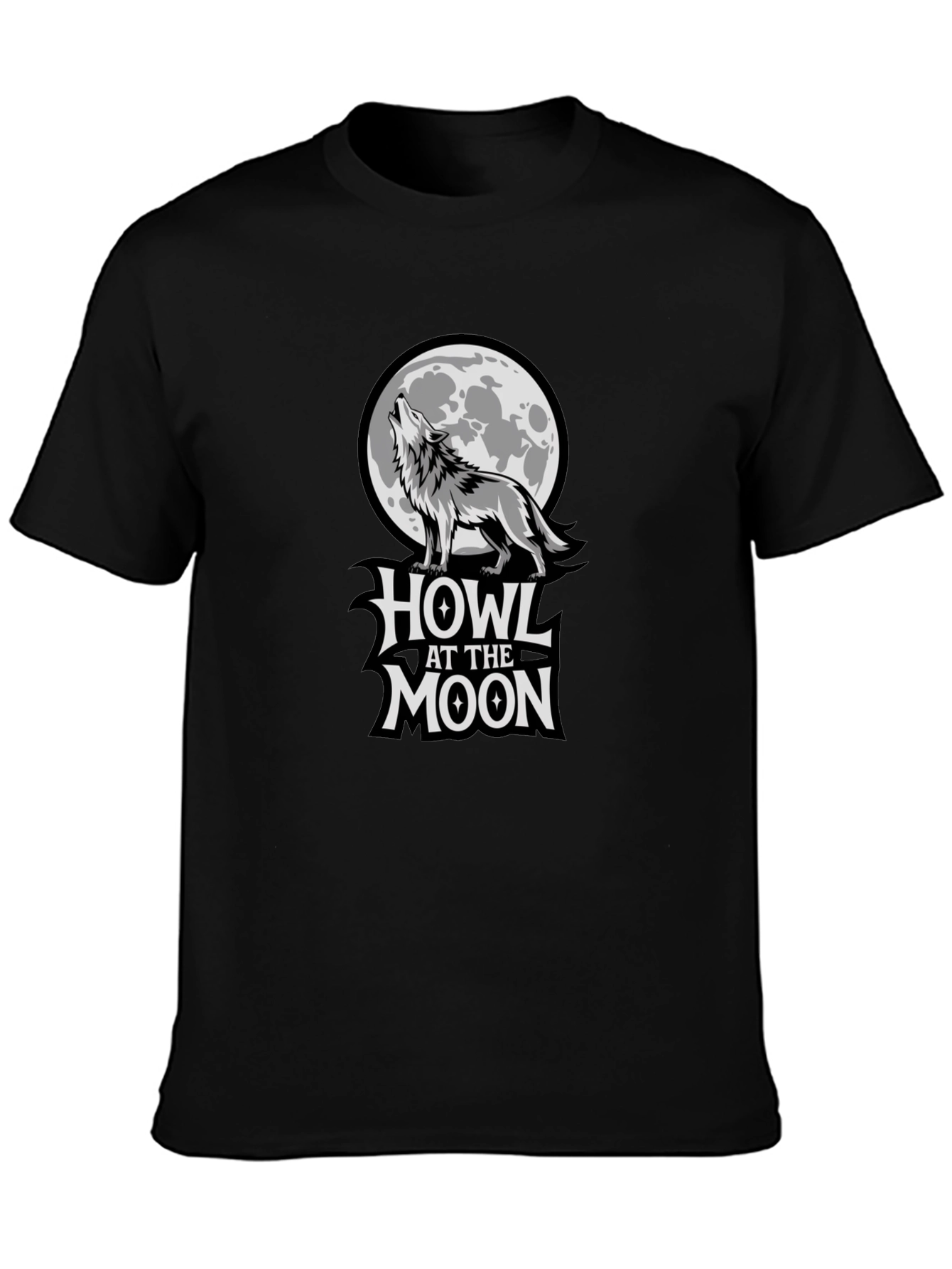 Howl at the Moon Graphic Tee - Black Cotton T-Shirt