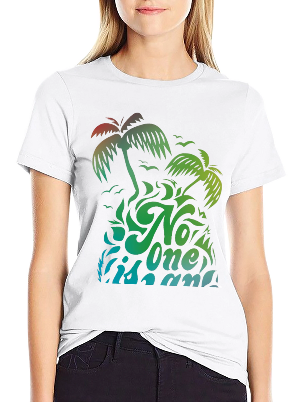 No One Is An Island Palm Tree Graphic Tee