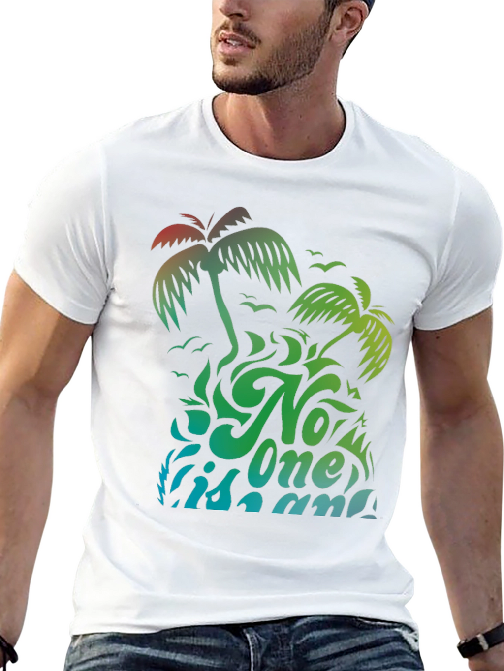 No One Is An Island Palm Tree Graphic Tee
