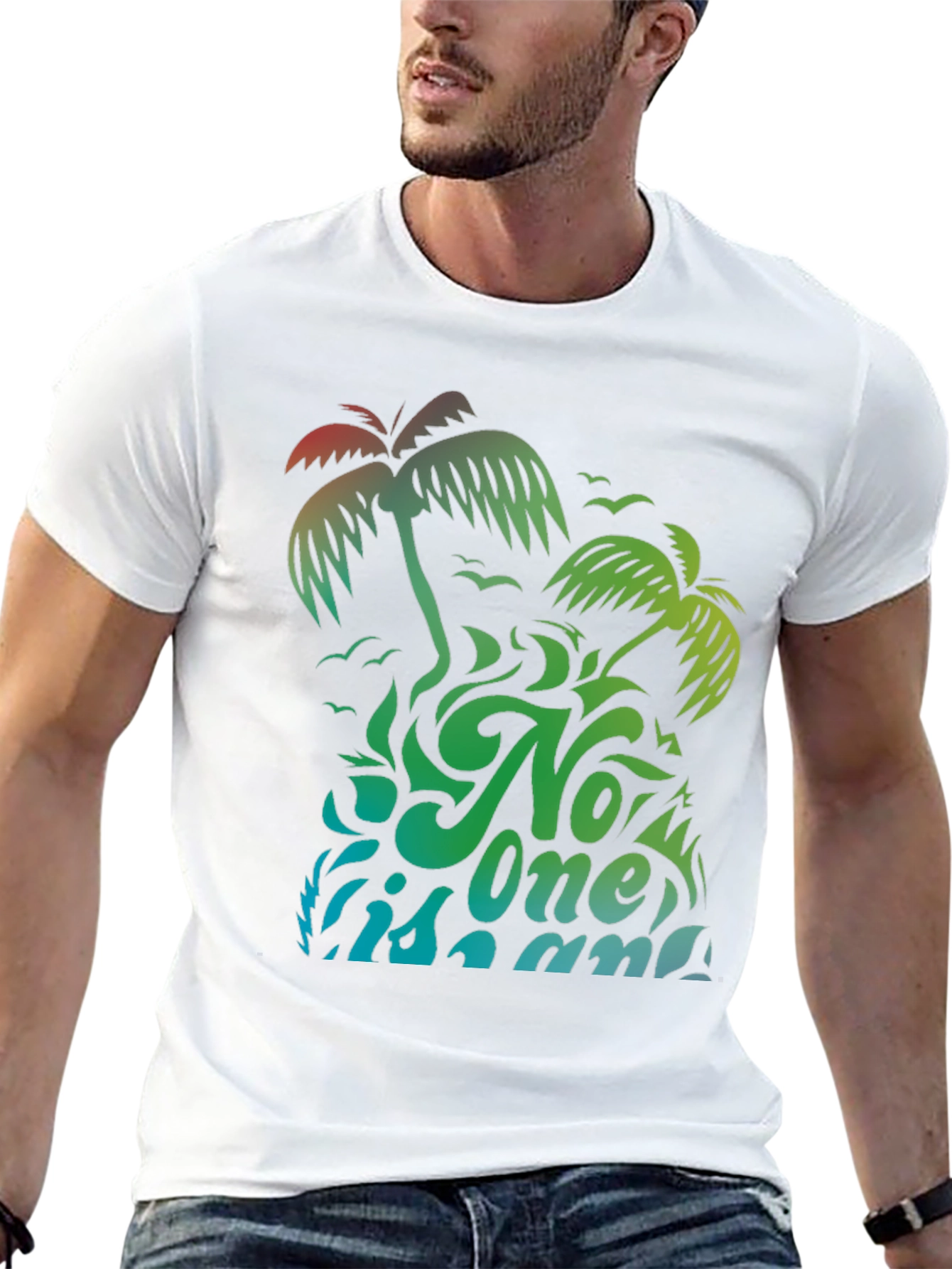 No One Is An Island Palm Tree Graphic Tee
