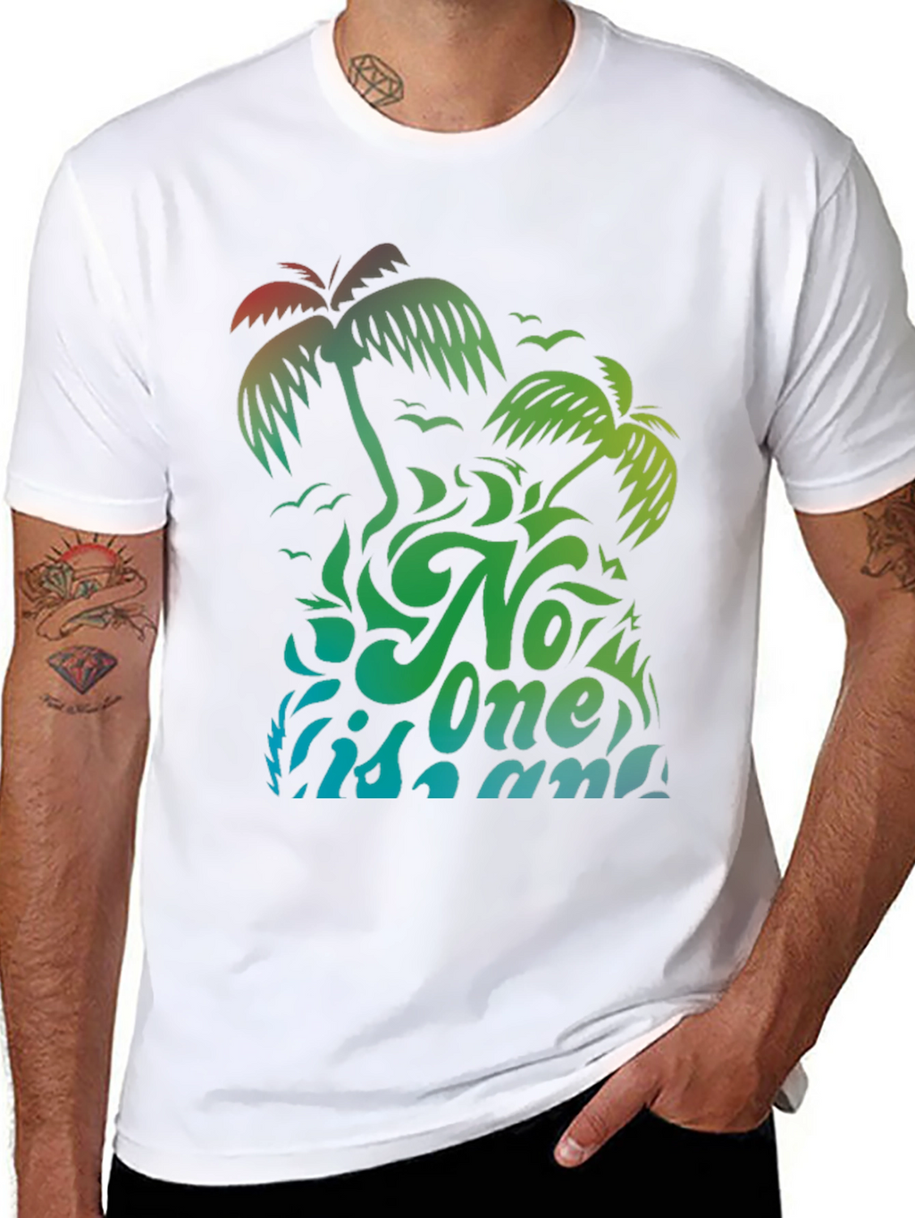 No One Is An Island Palm Tree Graphic Tee