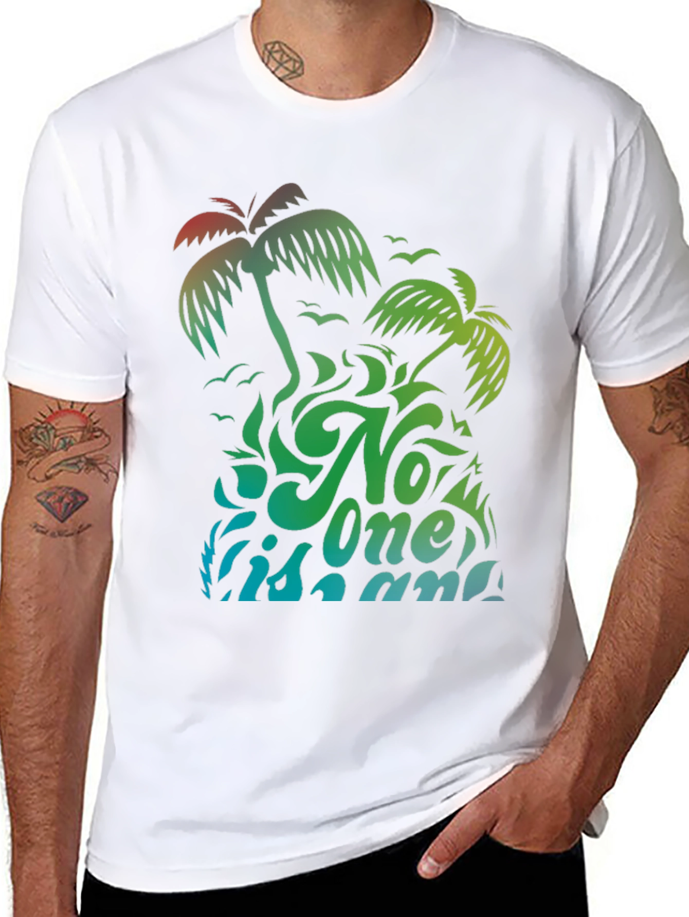 No One Is An Island Palm Tree Graphic Tee