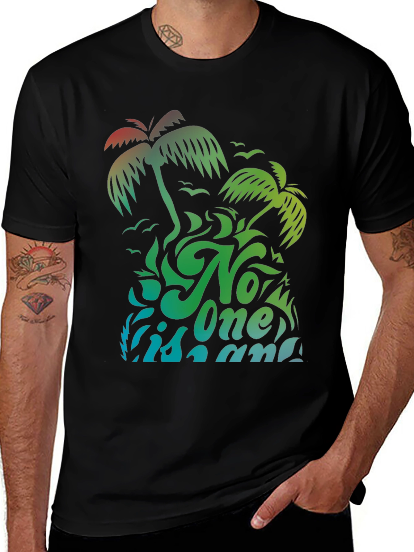 No One Is An Island Palm Tree Graphic Tee