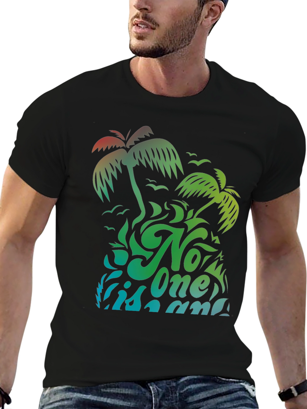 No One Is An Island Palm Tree Graphic Tee