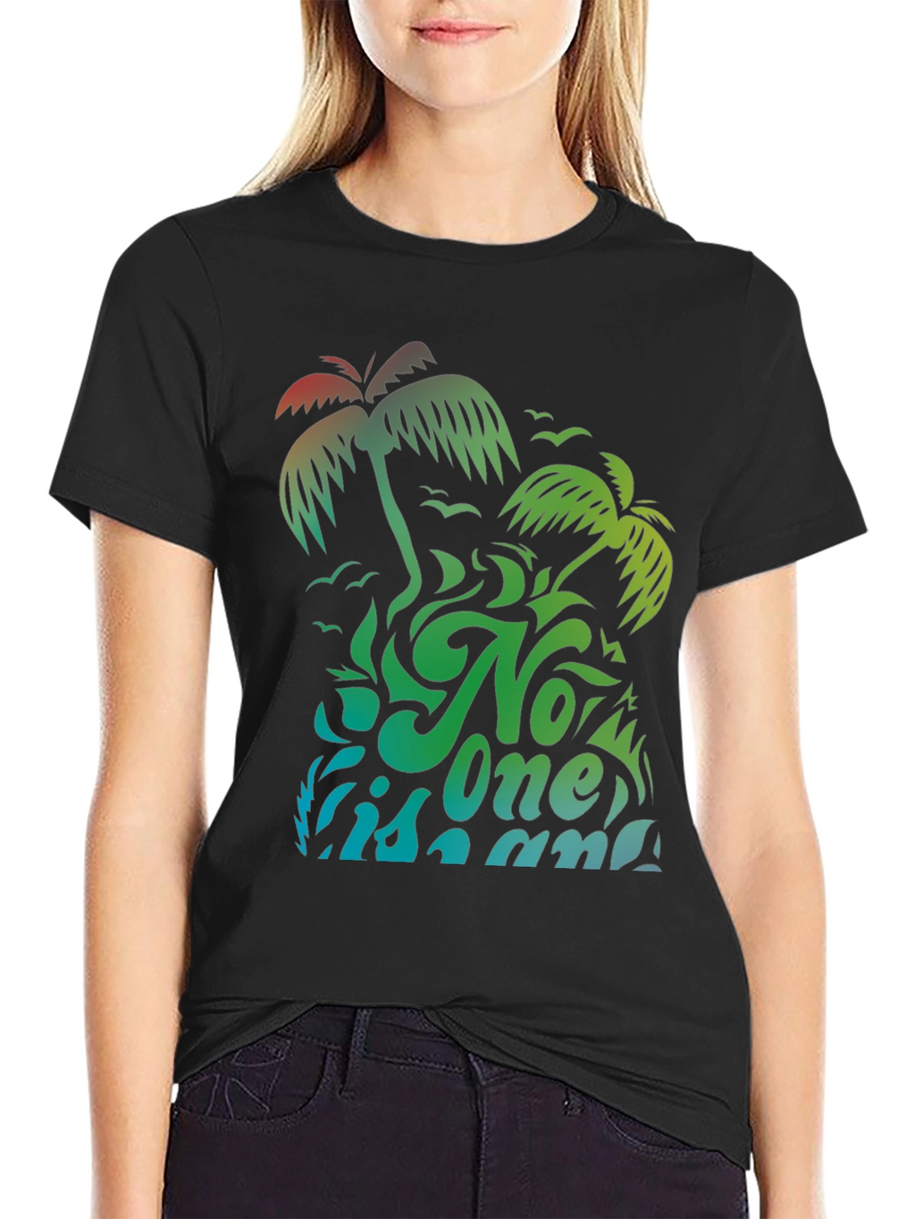 No One Is An Island Palm Tree Graphic Tee