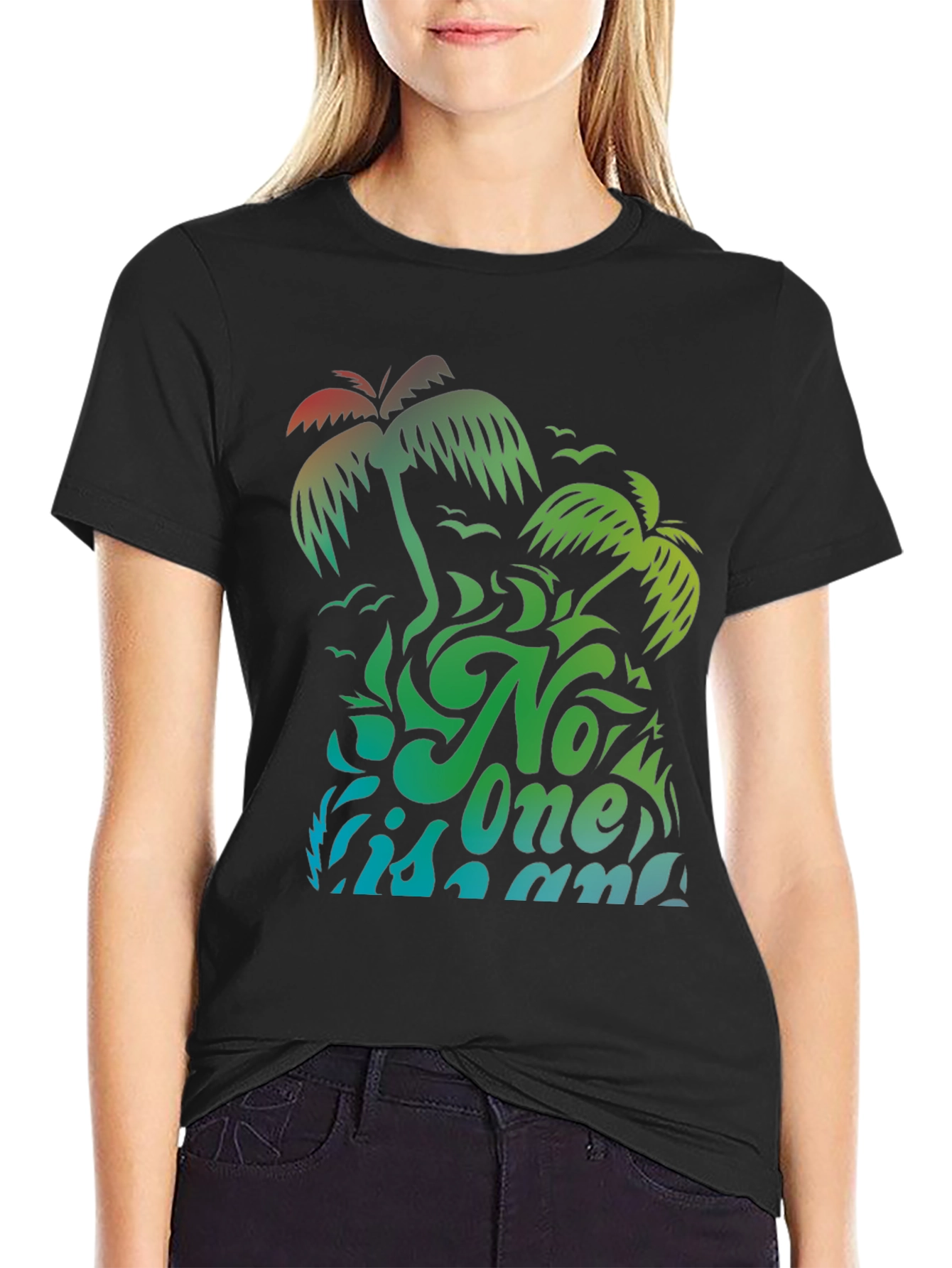 No One Is An Island Palm Tree Graphic Tee