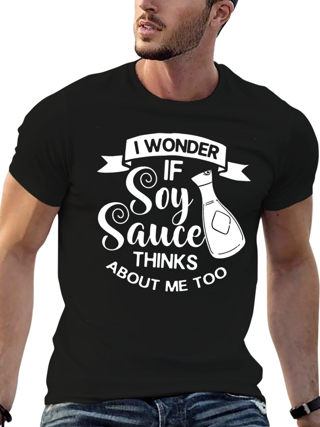 Soy Sauce Thinks About Me Too Black T-Shirt