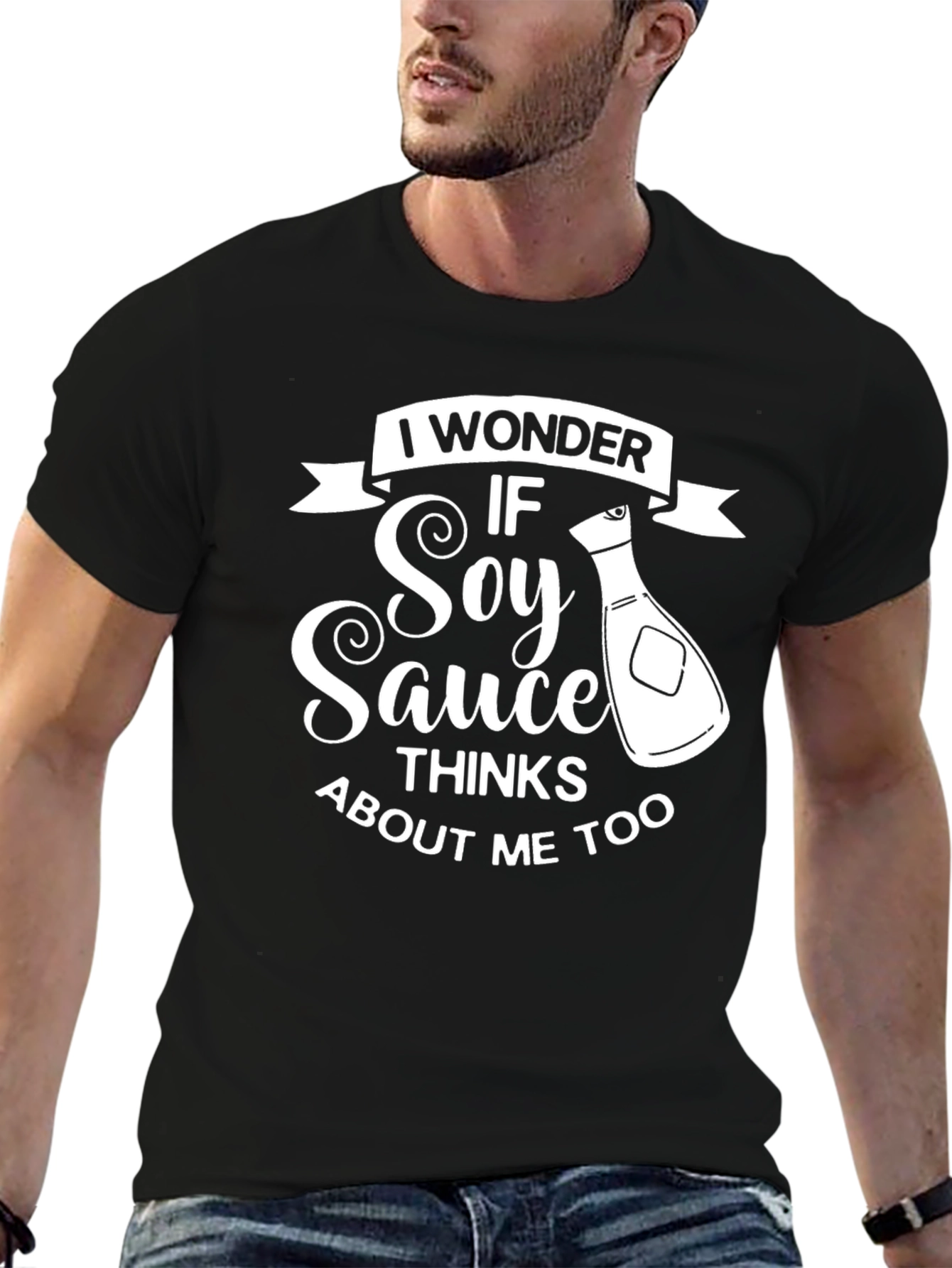 Soy Sauce Thinks About Me Too Black T-Shirt