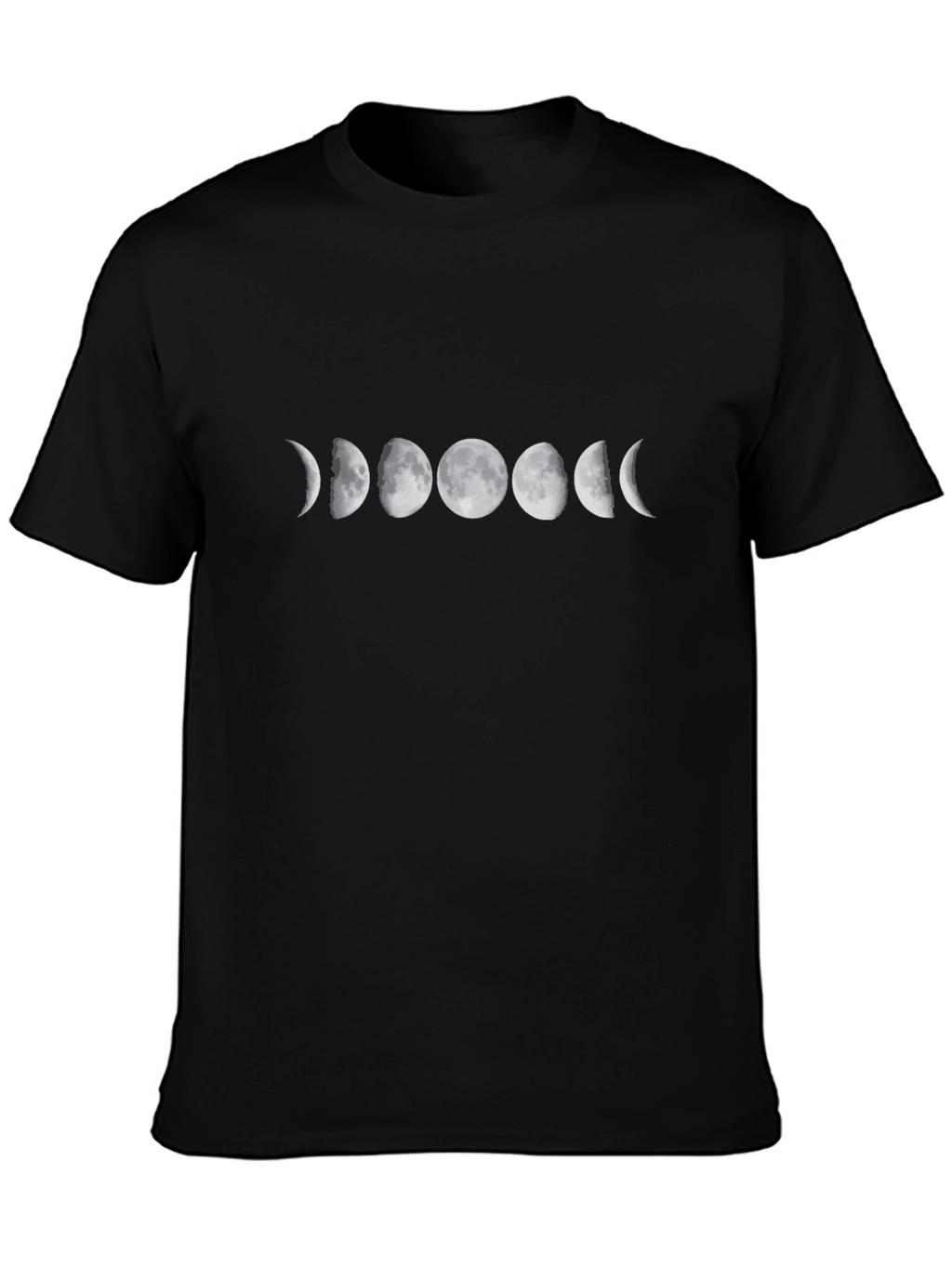 Moon Phases Black T-Shirt - Celestial Design