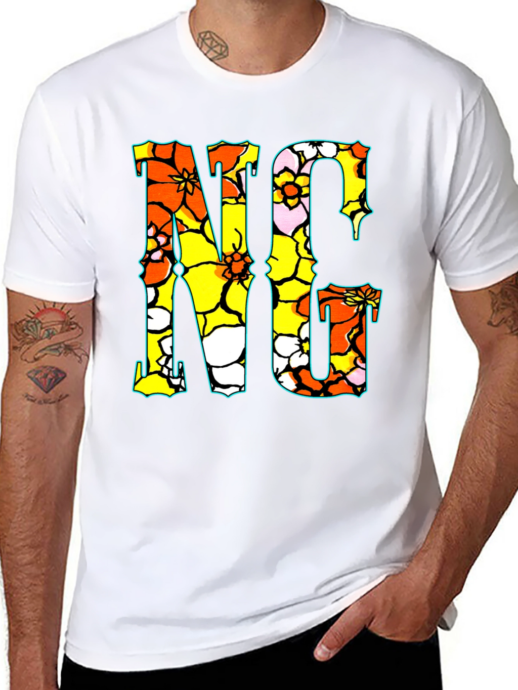 Floral NC Graphic Print Crew Neck T-Shirt