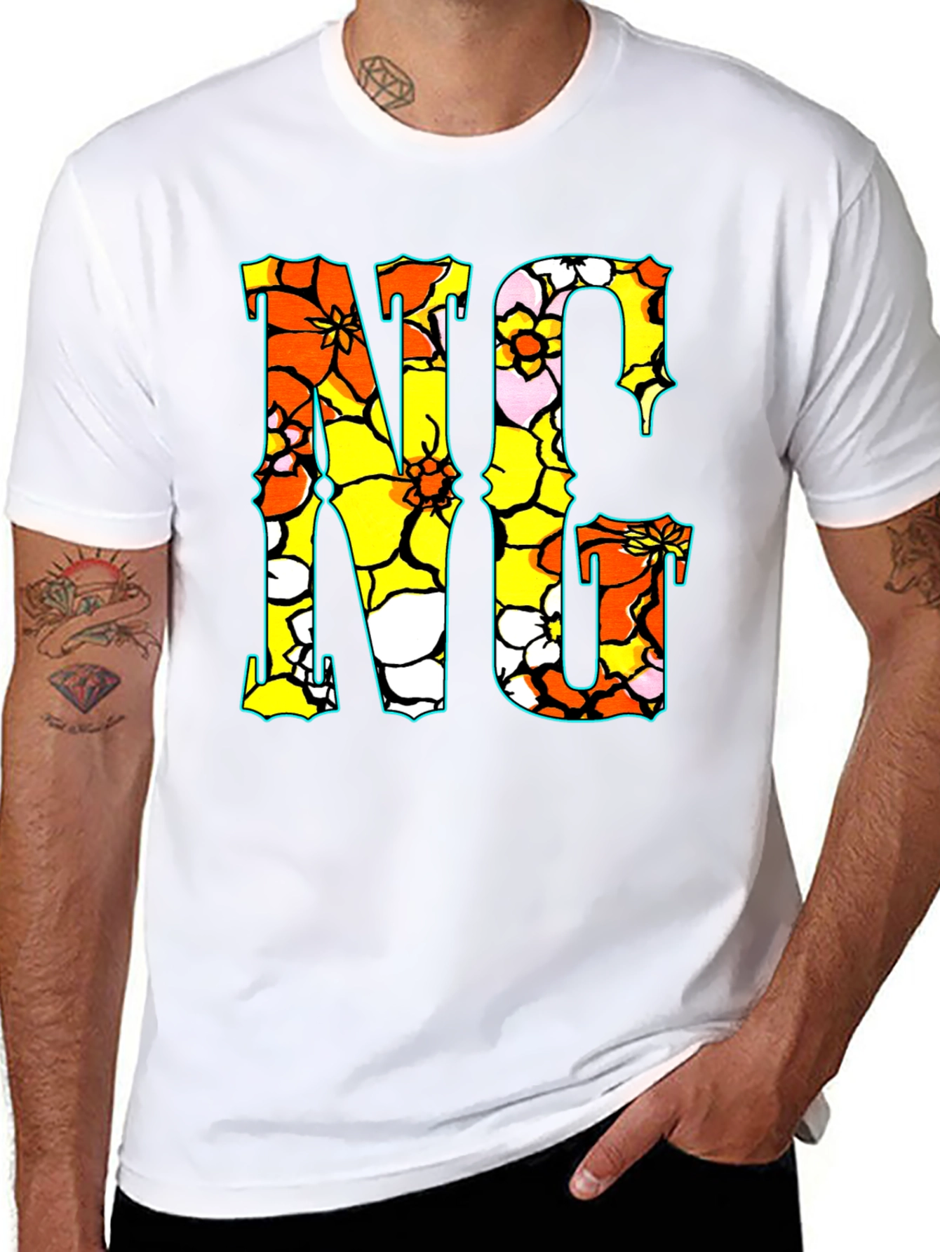 Floral NC Graphic Print Crew Neck T-Shirt