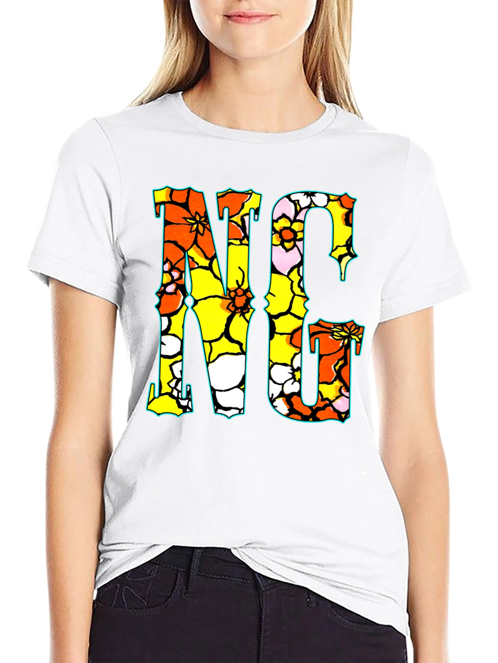 Floral NC Graphic Print Crew Neck T-Shirt