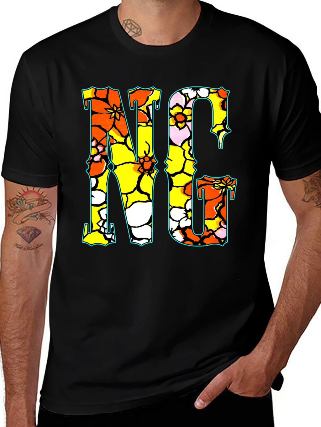 Floral NC Graphic Print Crew Neck T-Shirt