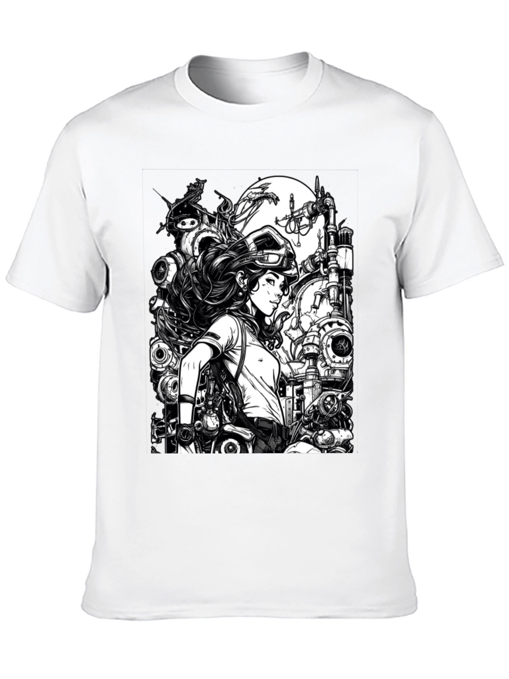 Steampunk Engineer Graphic Tee - Cool Black T-Shirt