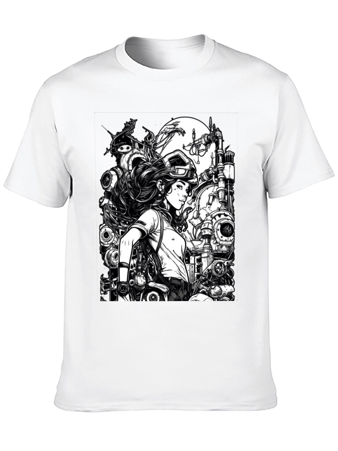 Steampunk Engineer Graphic Tee - Cool Black T-Shirt