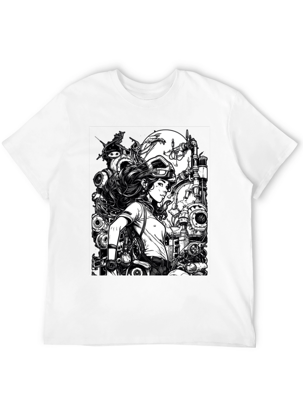 Steampunk Engineer Graphic Tee - Cool Black T-Shirt