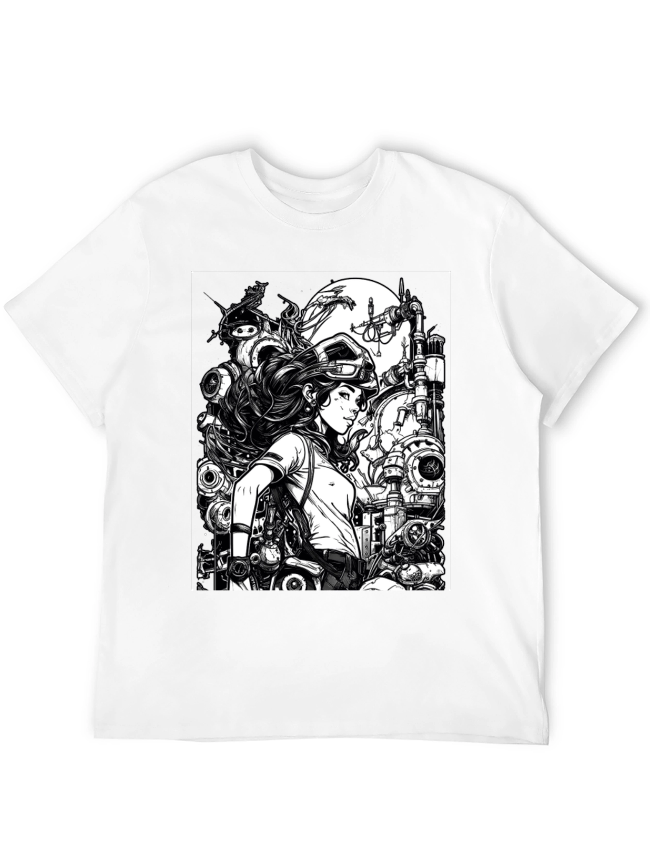 Steampunk Engineer Graphic Tee - Cool Black T-Shirt